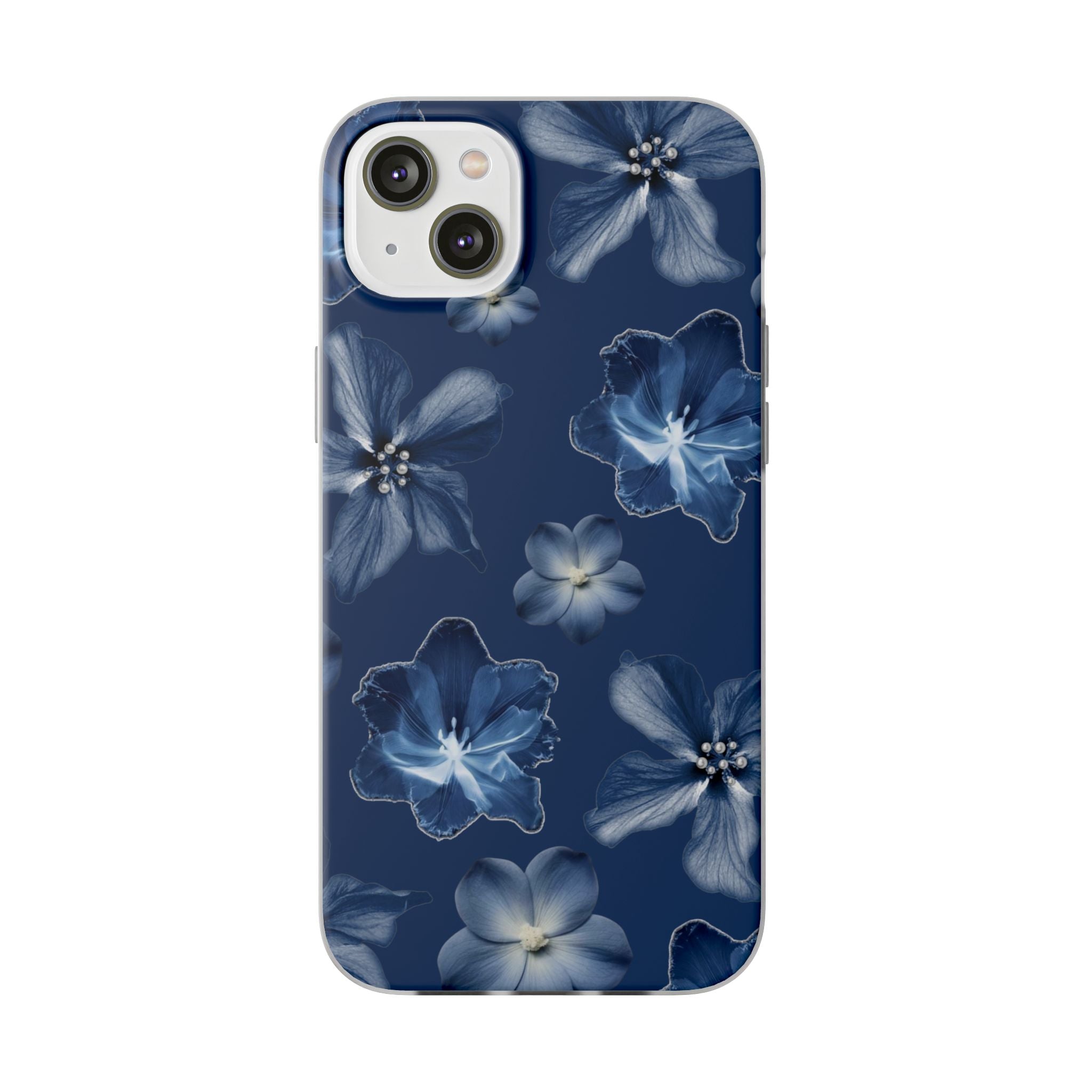 Floral Blue Phone Case — Navy Watercolor Blossom Flexi Case
