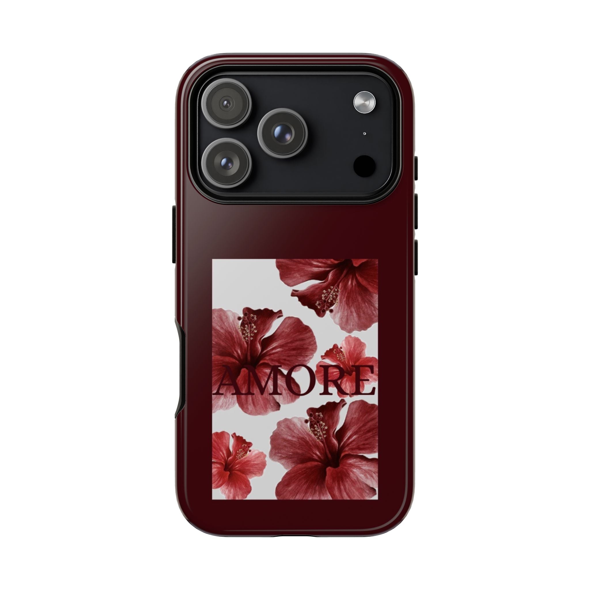 Amore Floral Phone Case — Burgundy Tough Protective Cover