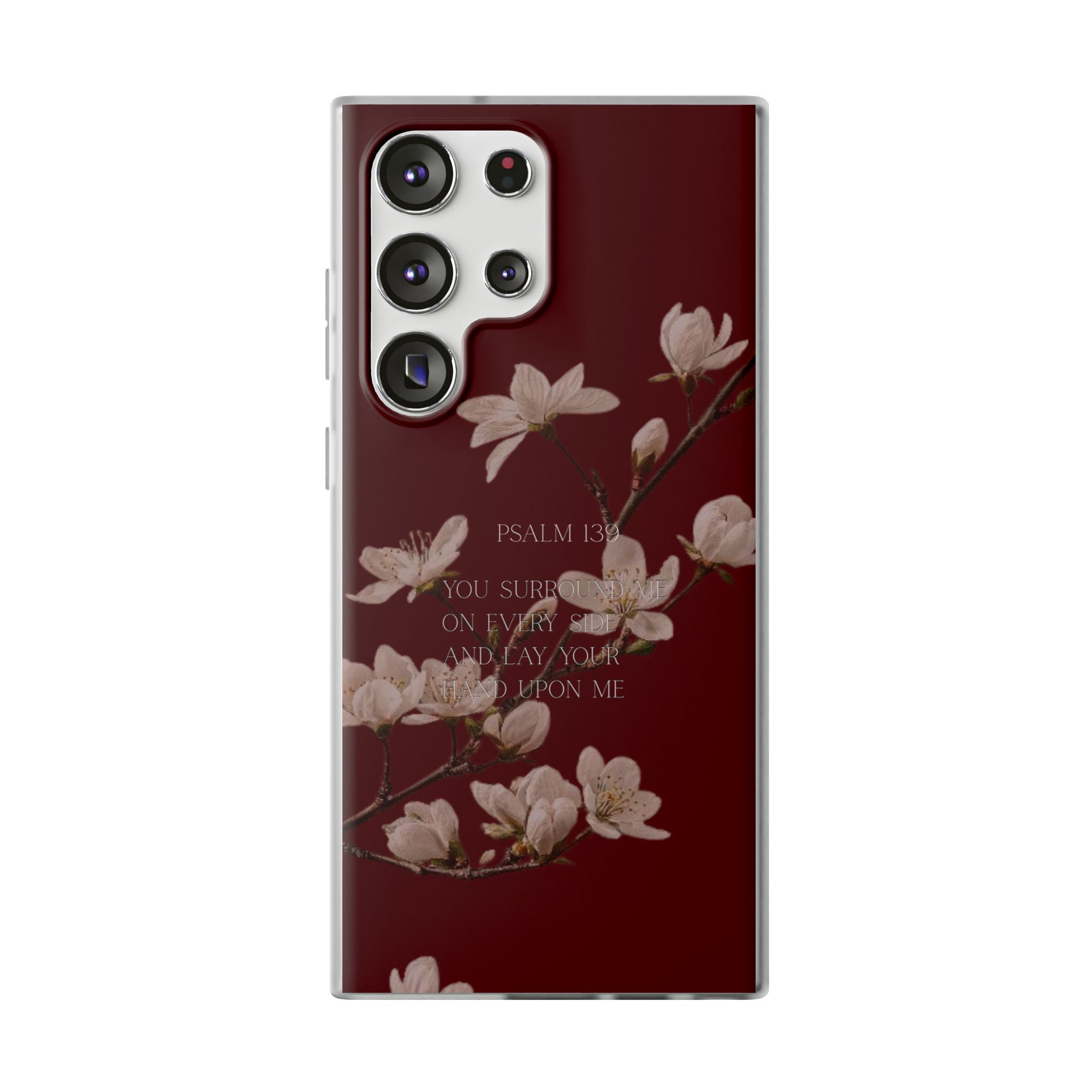 Floral Psalm Phone Case — Psalm 139 Scripture Cherry Blossom iPhone Cover