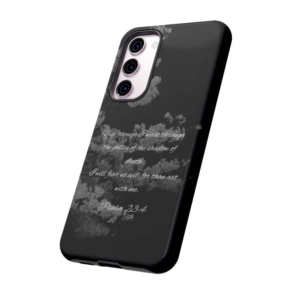 Bible Verse Phone Case — Psalm 23:4 Comfort Black Protective Cover