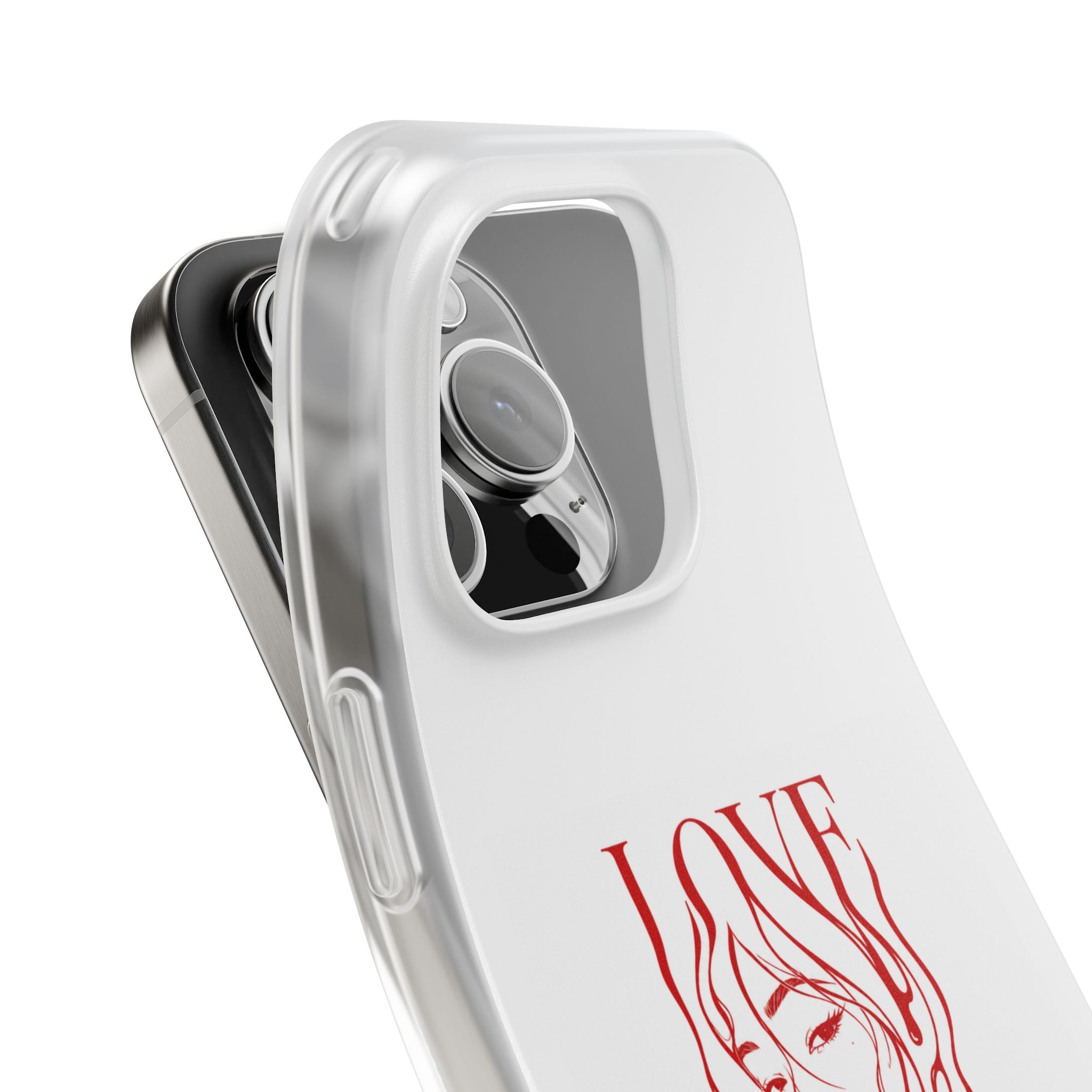 Red Line Art 'LOVE'  Face Design - Flexi Case