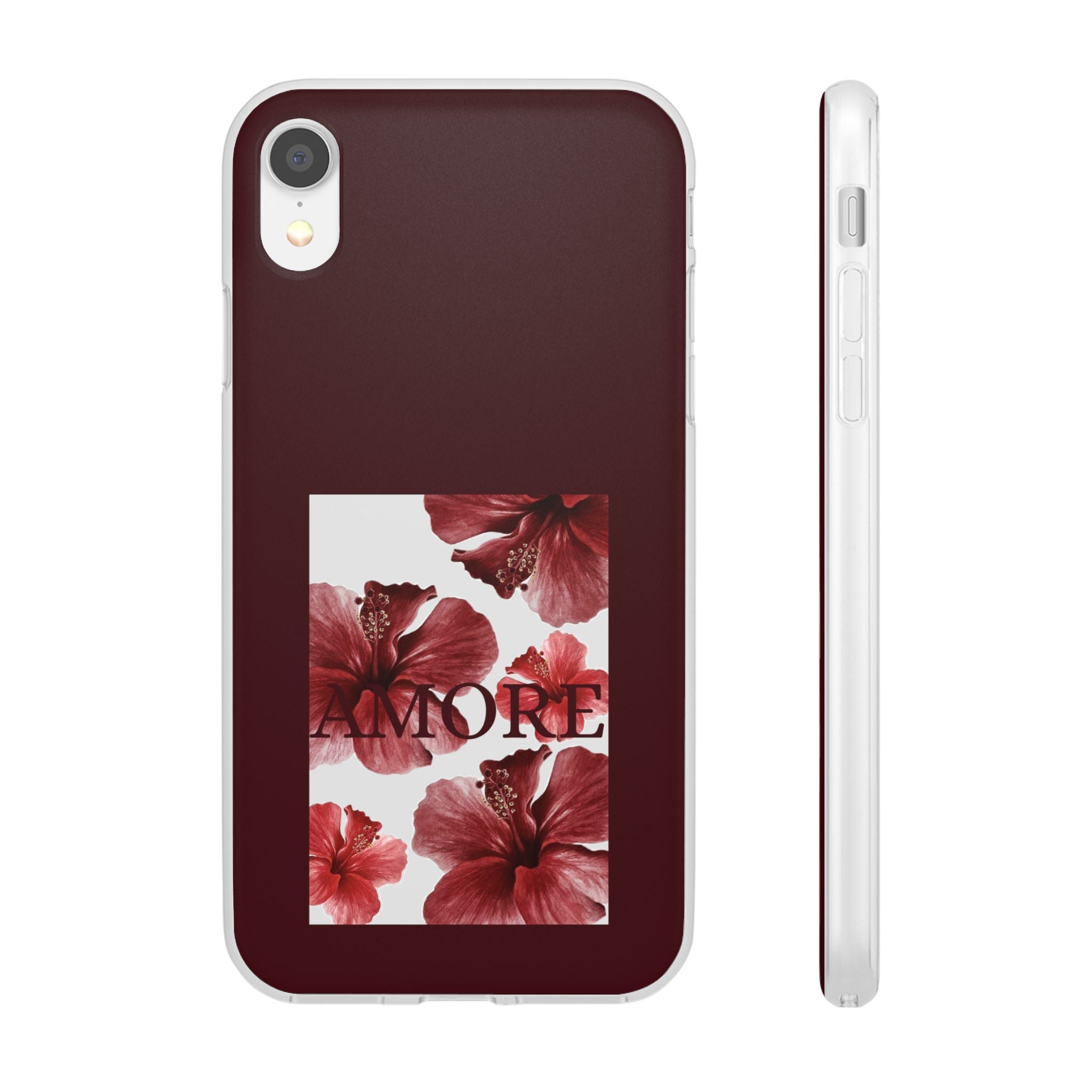 Floral Amore Phone Case — Burgundy Hibiscus Flexible Protection