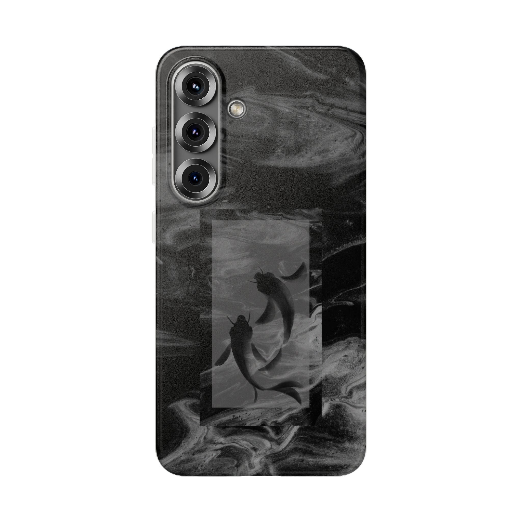 Black Koi Phone Case — Minimalist Monochrome Fish Design