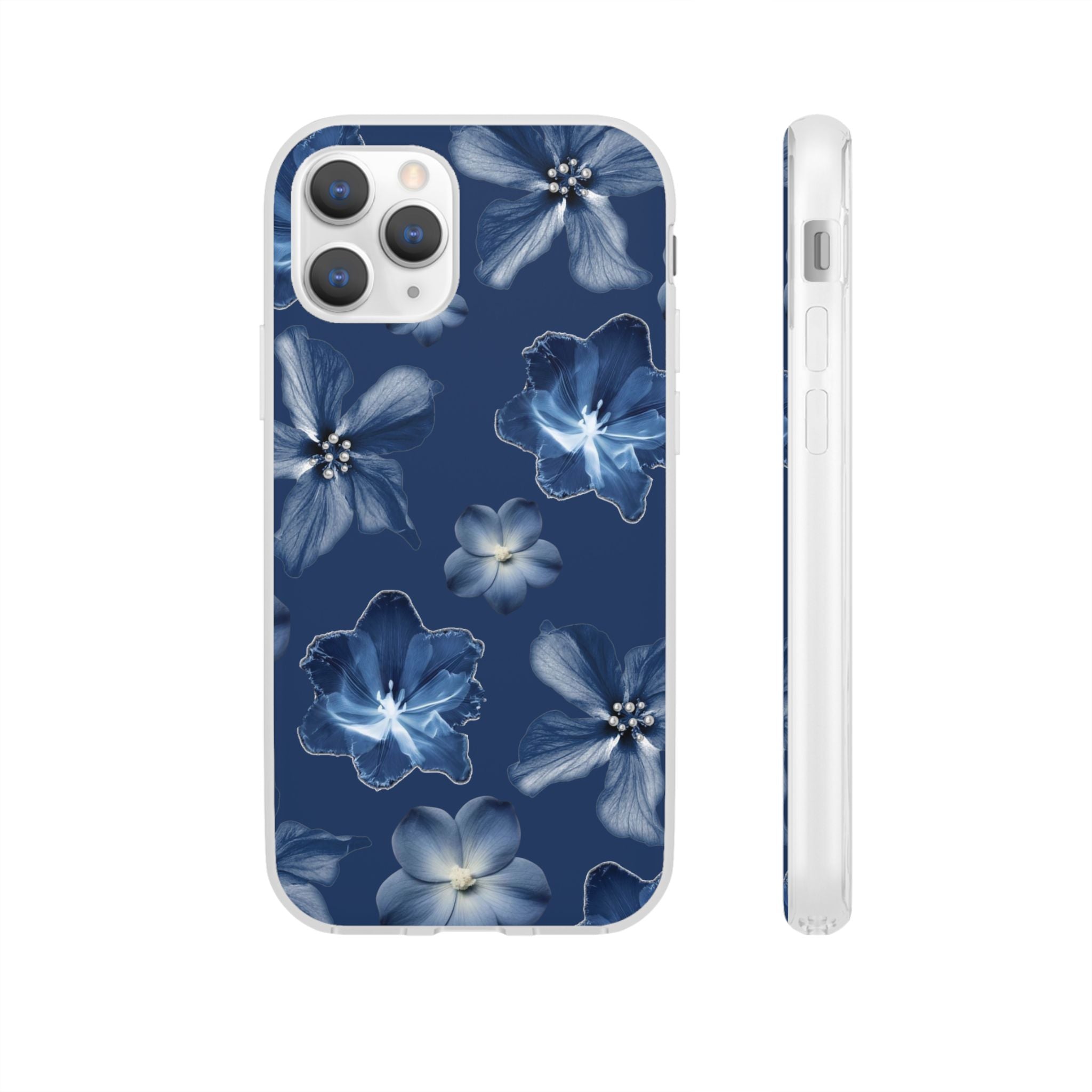 Floral Blue Phone Case — Navy Watercolor Blossom Flexi Case