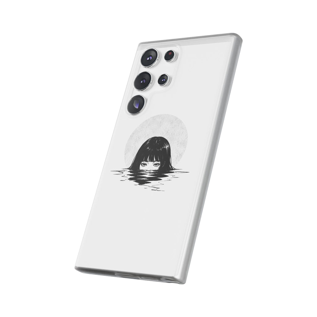 Minimalist Creepy Girl Moon Design