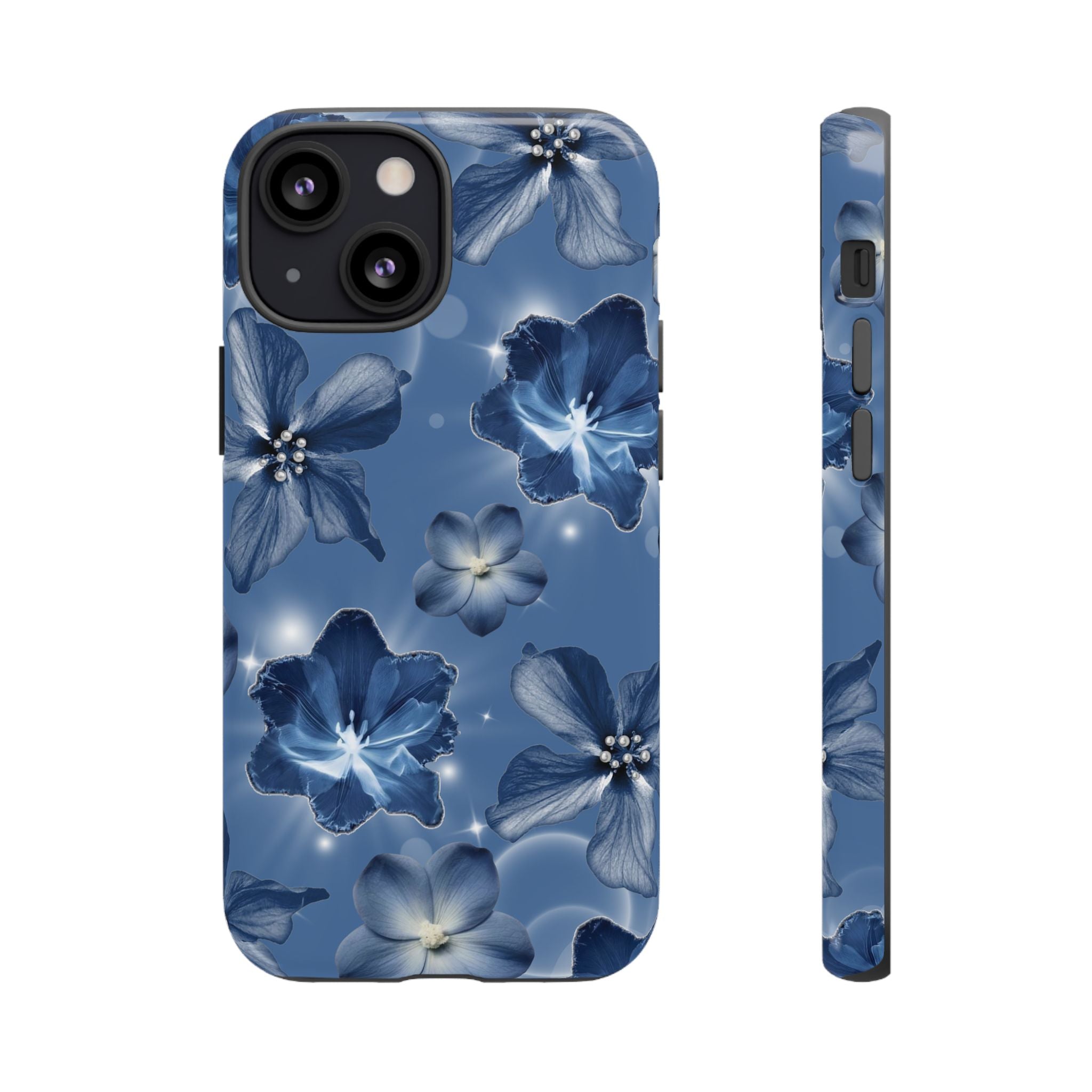 Blue Floral Tough Phone Case — Protective Blossom Design