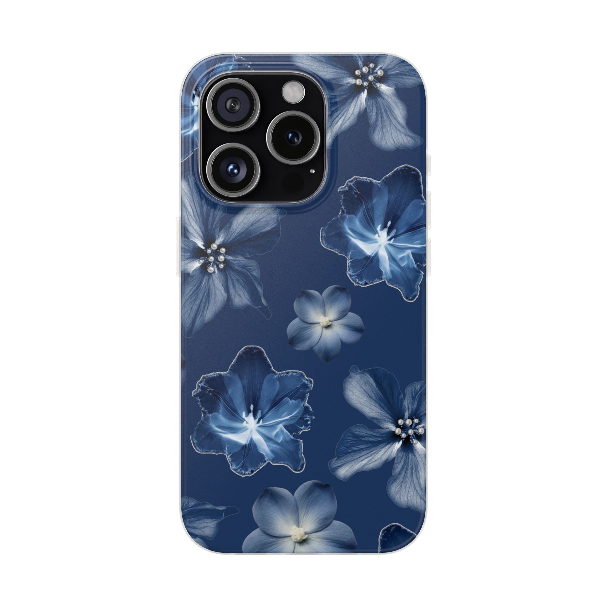 Floral Blue Phone Case — Navy Watercolor Blossom Flexi Case