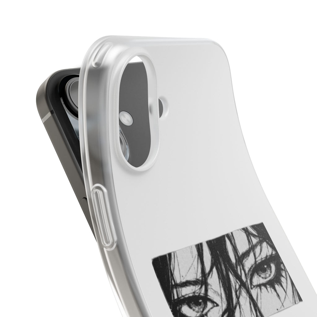 Anime Eyes Illustration Phone Case - Moody Black & White Flexi Case
