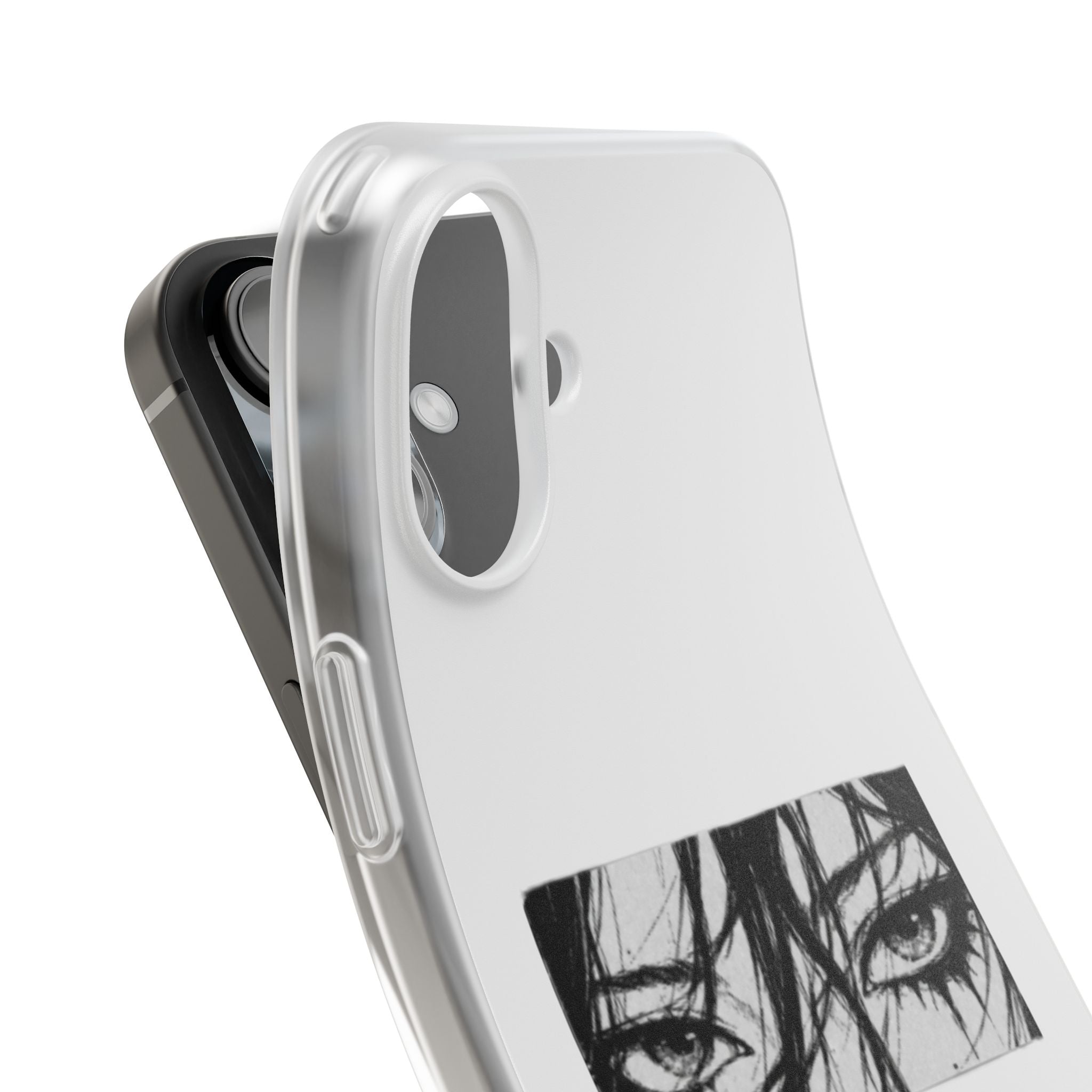 Anime Eyes Illustration Phone Case - Moody Black & White Flexi Case