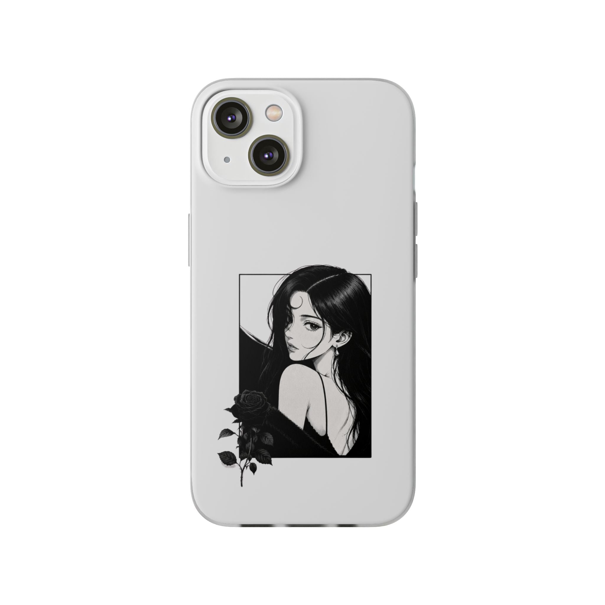 Anime Girl Noir Black Rose Illustration Flexi Case