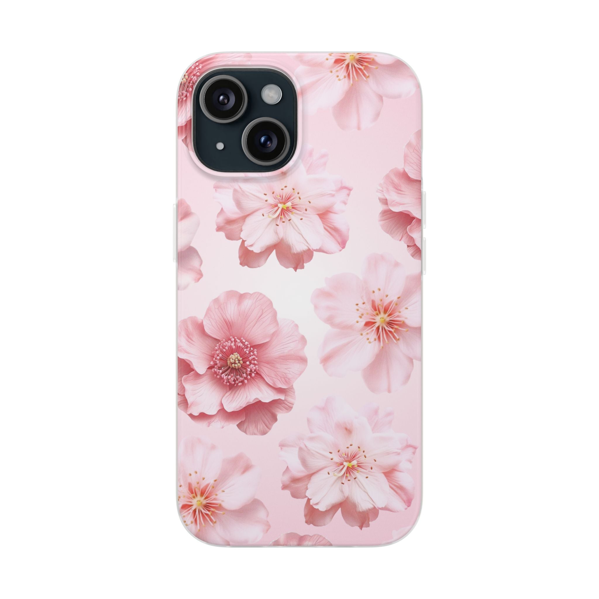 Pink Cherry Blossom Phone Case — Floral Slim Flexi Case for iPhone
