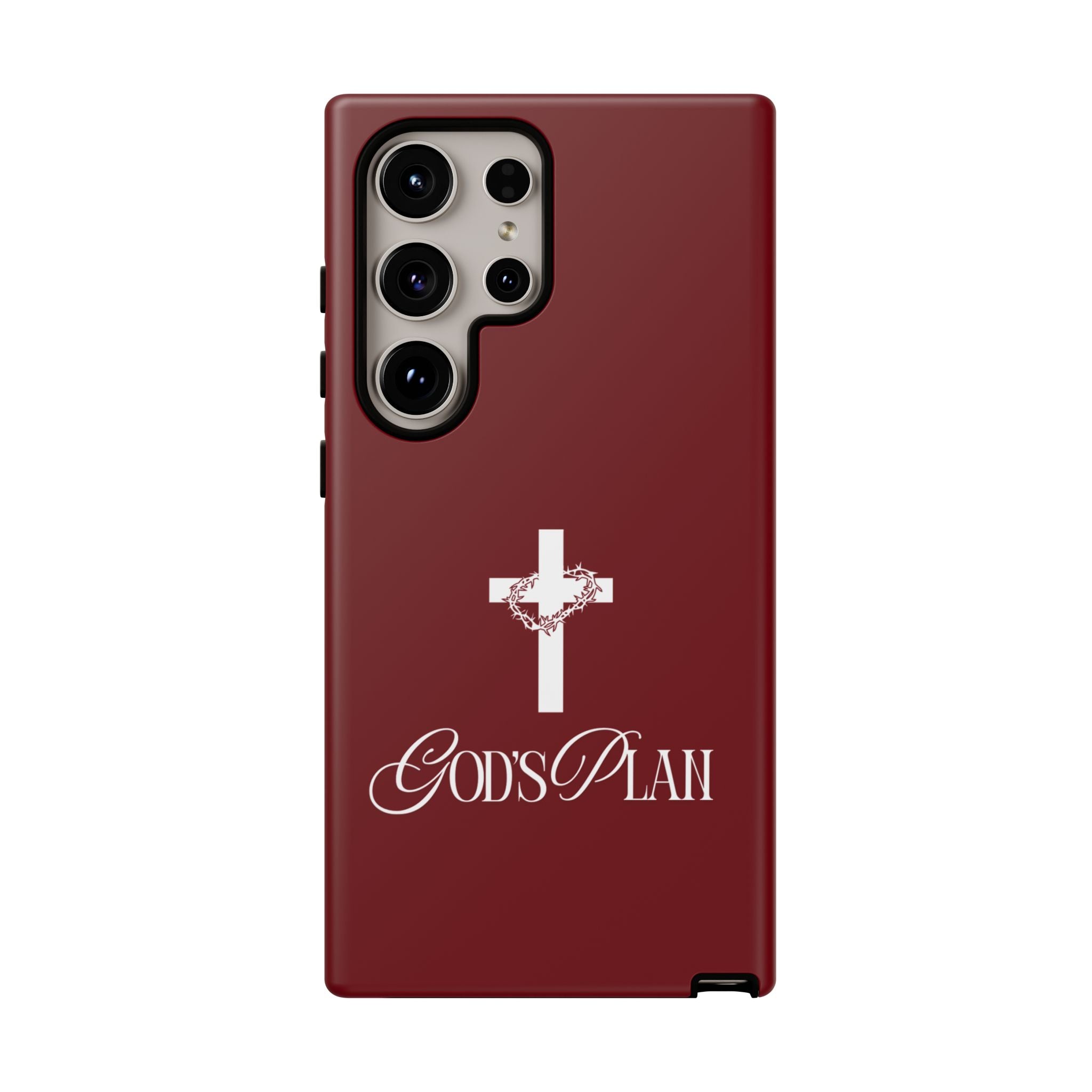 God's Plan — Christian Tough Phone Case | Cross Faith Burgundy Cover