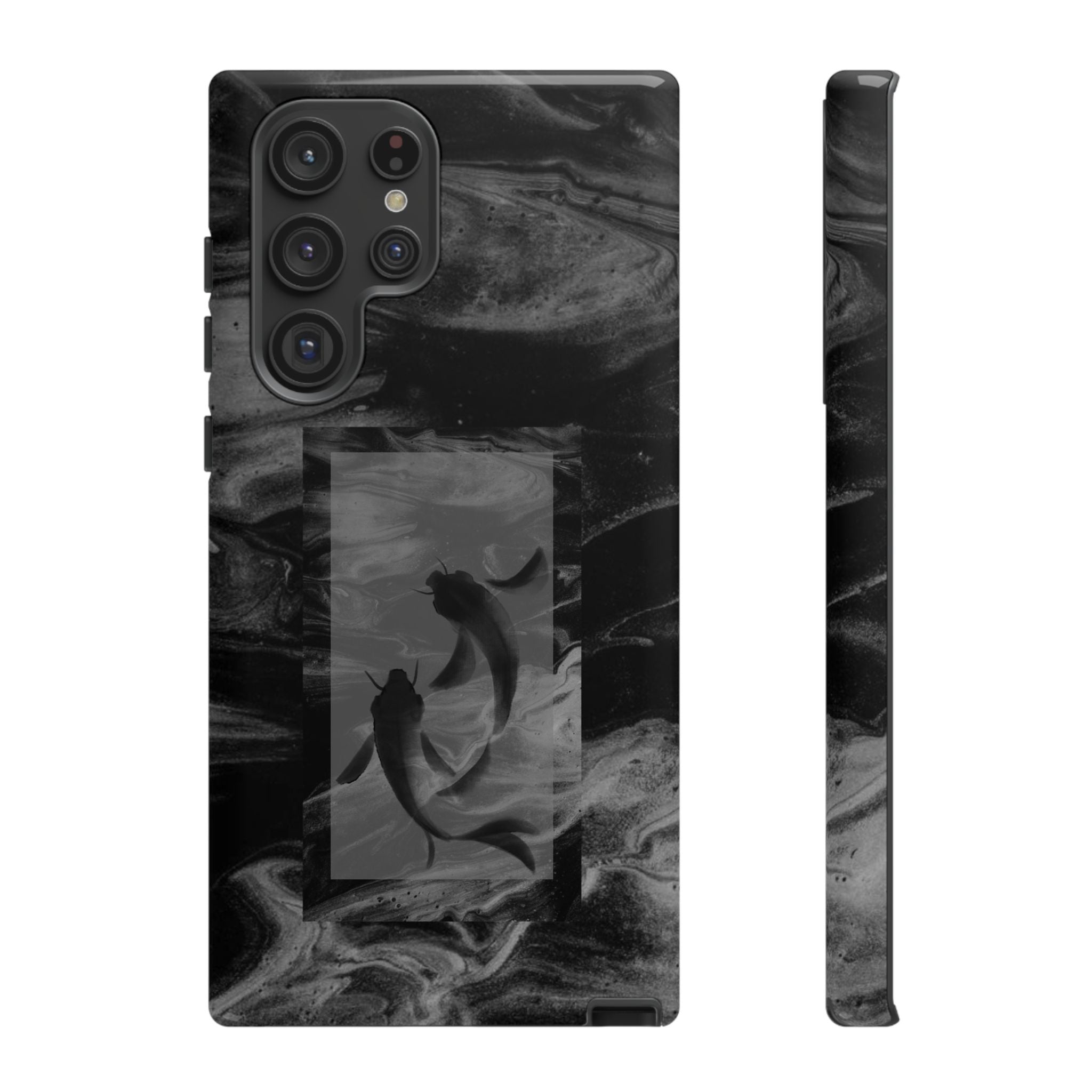 Koi Yin-Yang Marble Phone Case – Black Smoky Art Protection