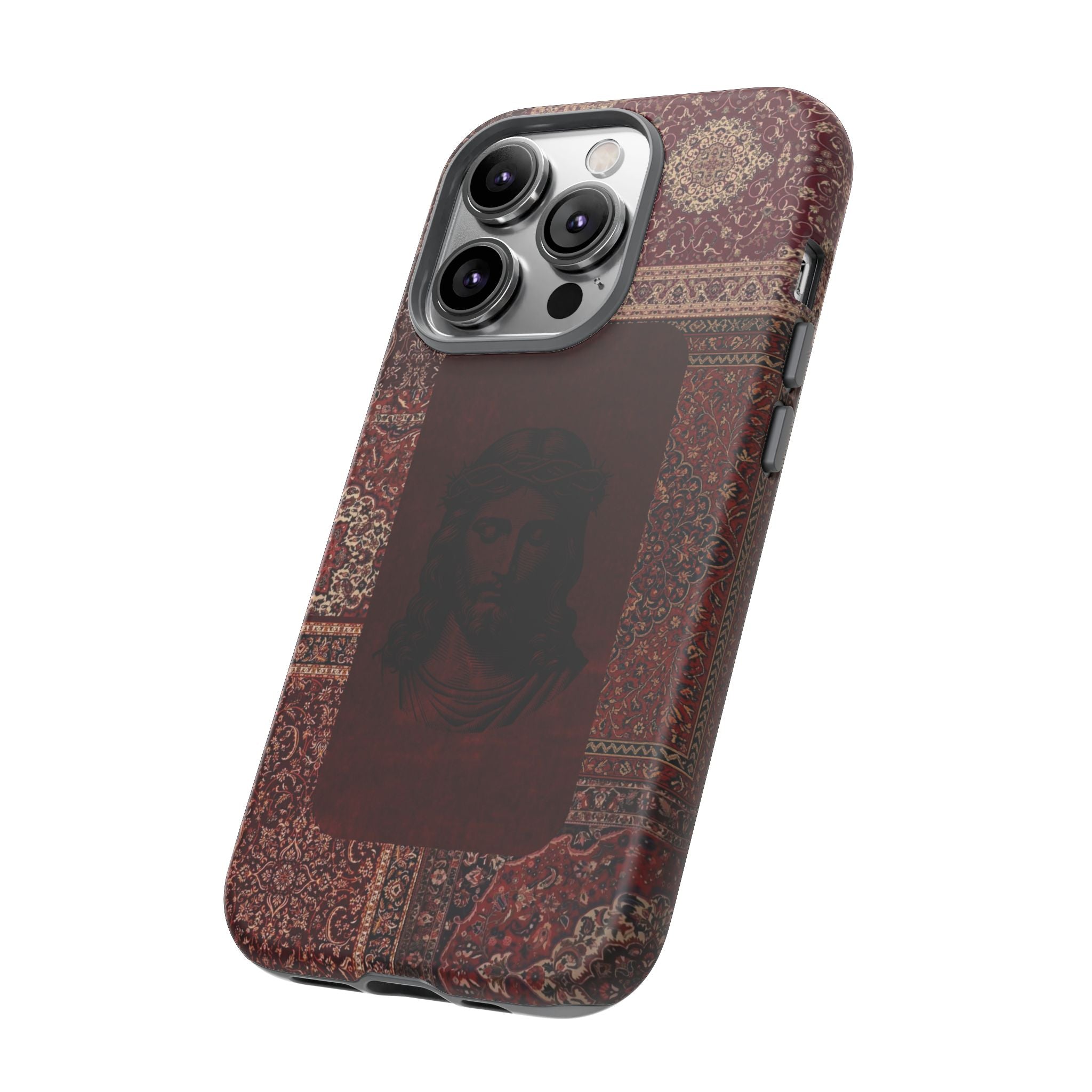 Religious Vintage Rug Phone Case — Jesus Portrait Tough Case