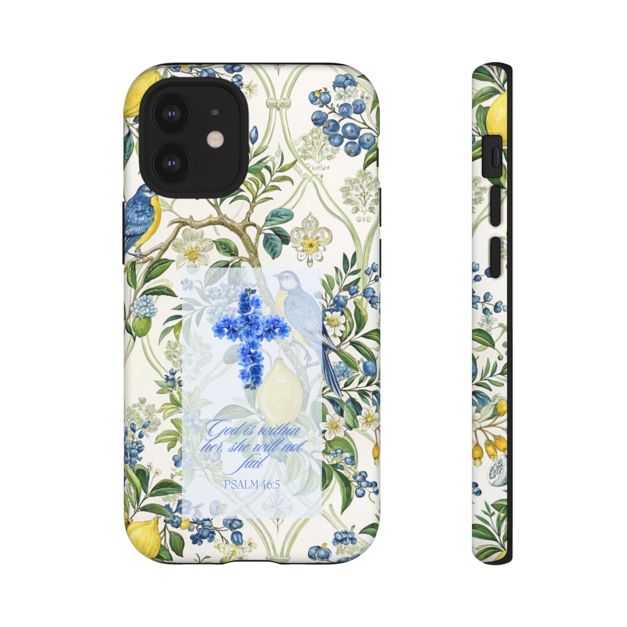 Floral Cross Tough Phone Case — Psalms Blessing Protective Cover