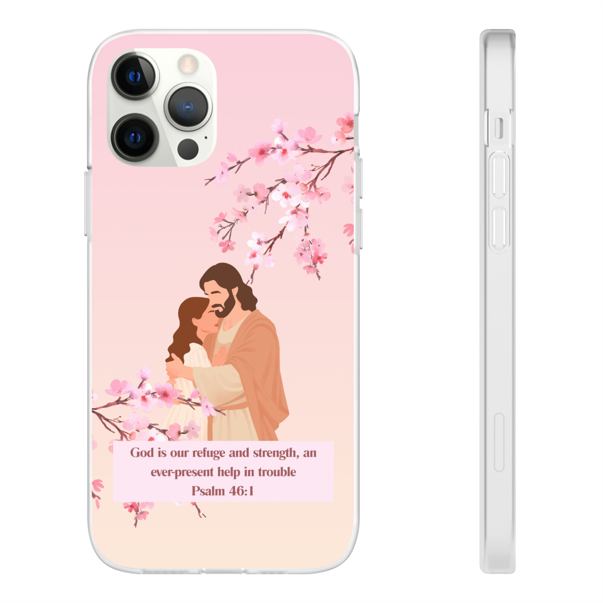 God Is Our Refuge – Psalm 46:1 Cherry Blossom Christian Flexi Phone Case
