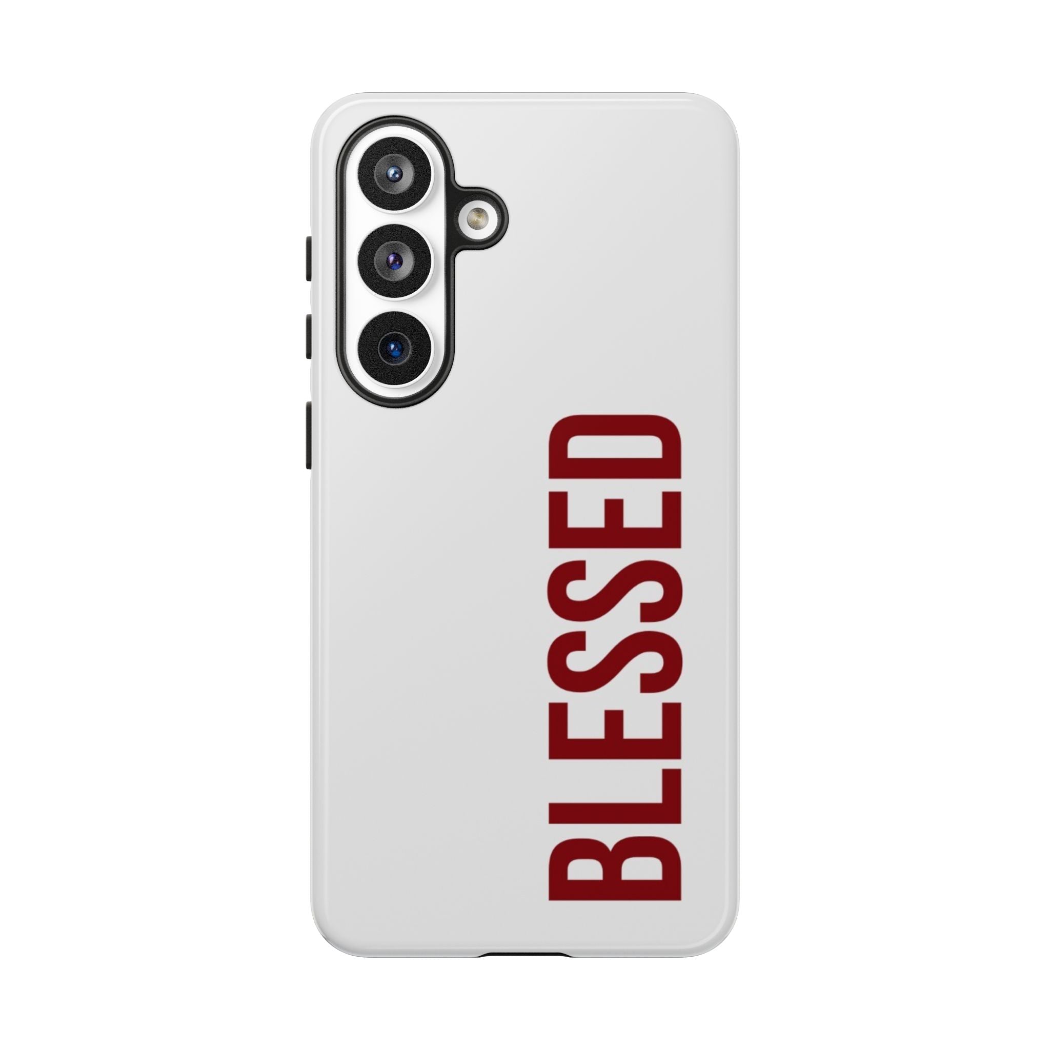 Blessed Vertical Phone Case — Protective Slim iPhone Cover with Red 'BLESSED' Text