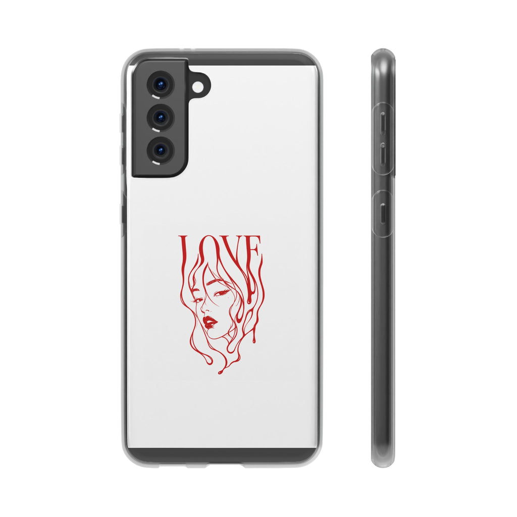 Red Line Art 'LOVE'  Face Design - Flexi Case