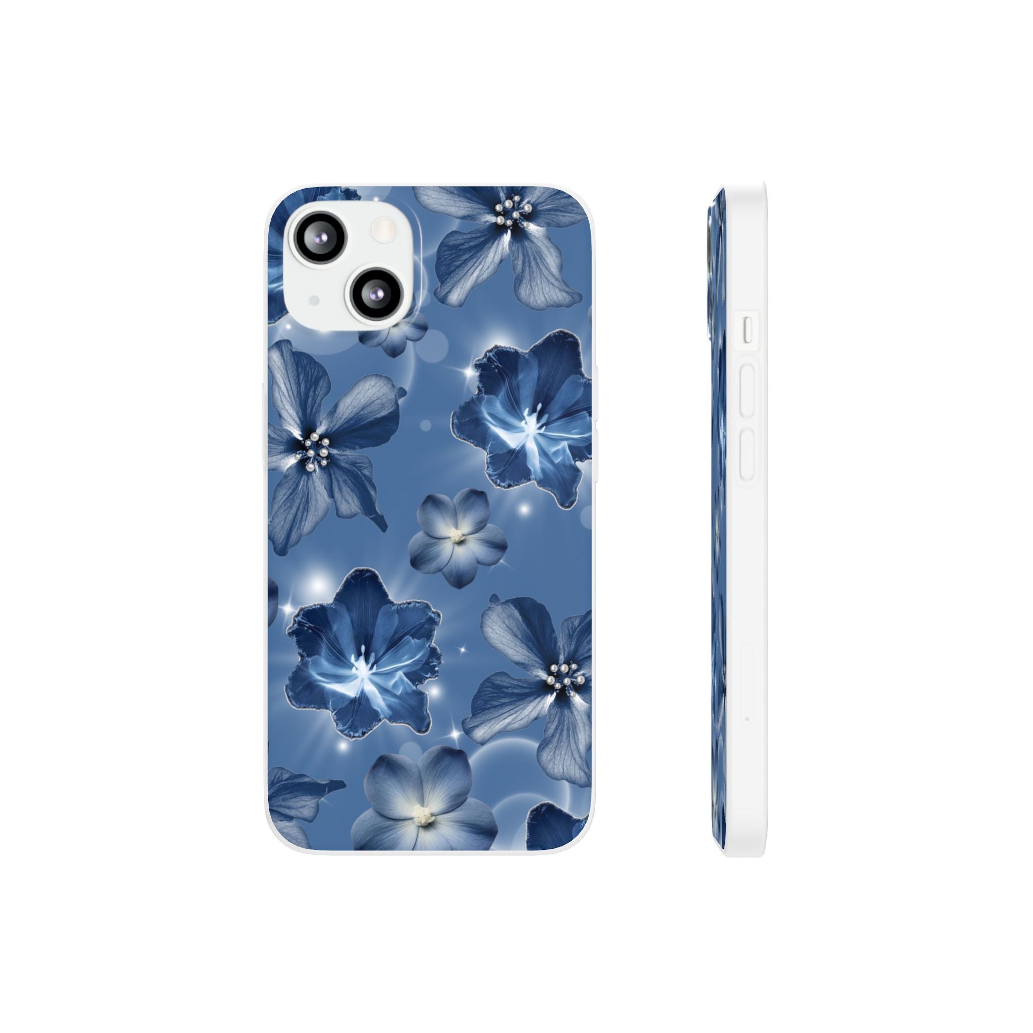 Blue Floral Phone Case — Soft Blue Blossoms Pattern for iPhone