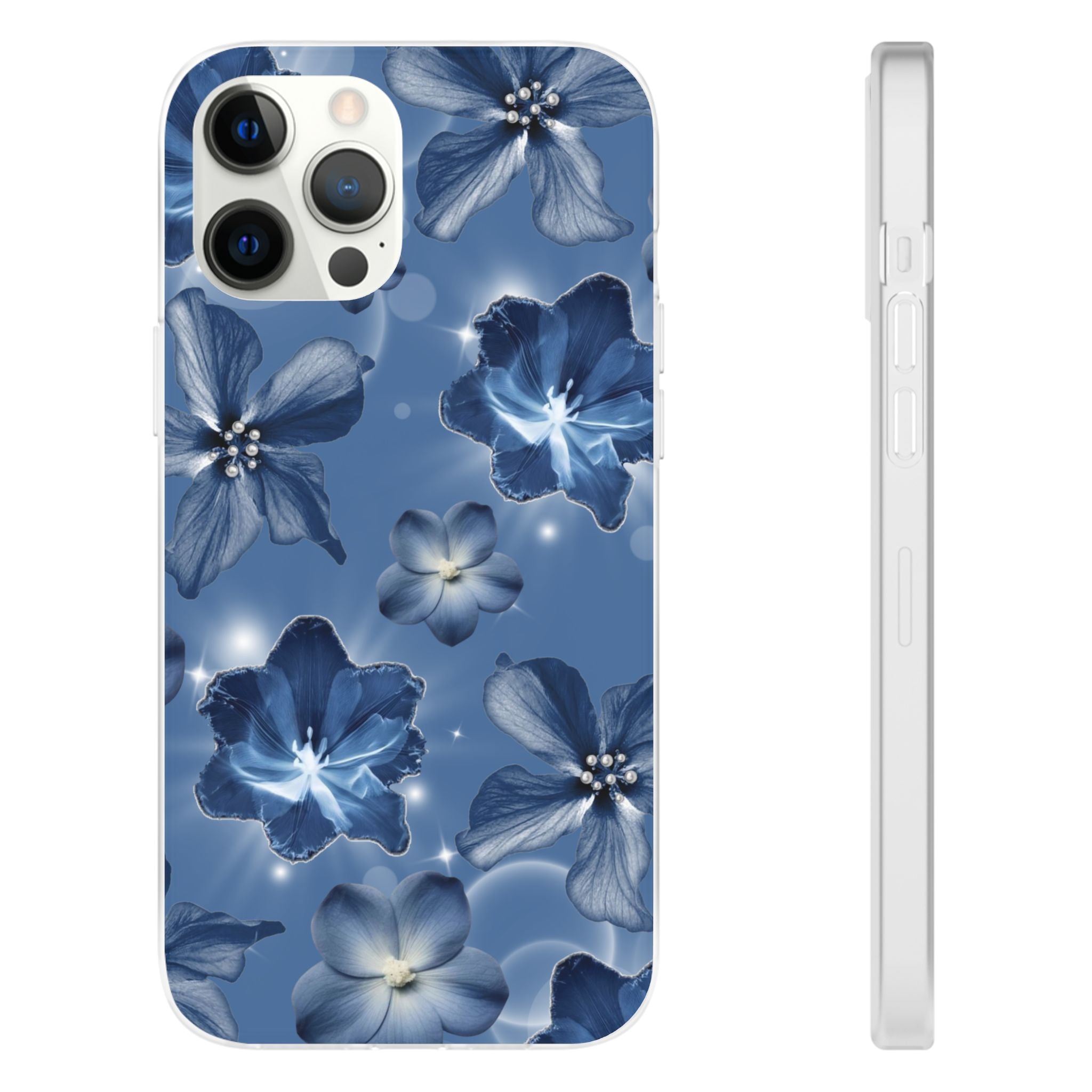 Blue Floral Phone Case — Soft Blue Blossoms Pattern for iPhone