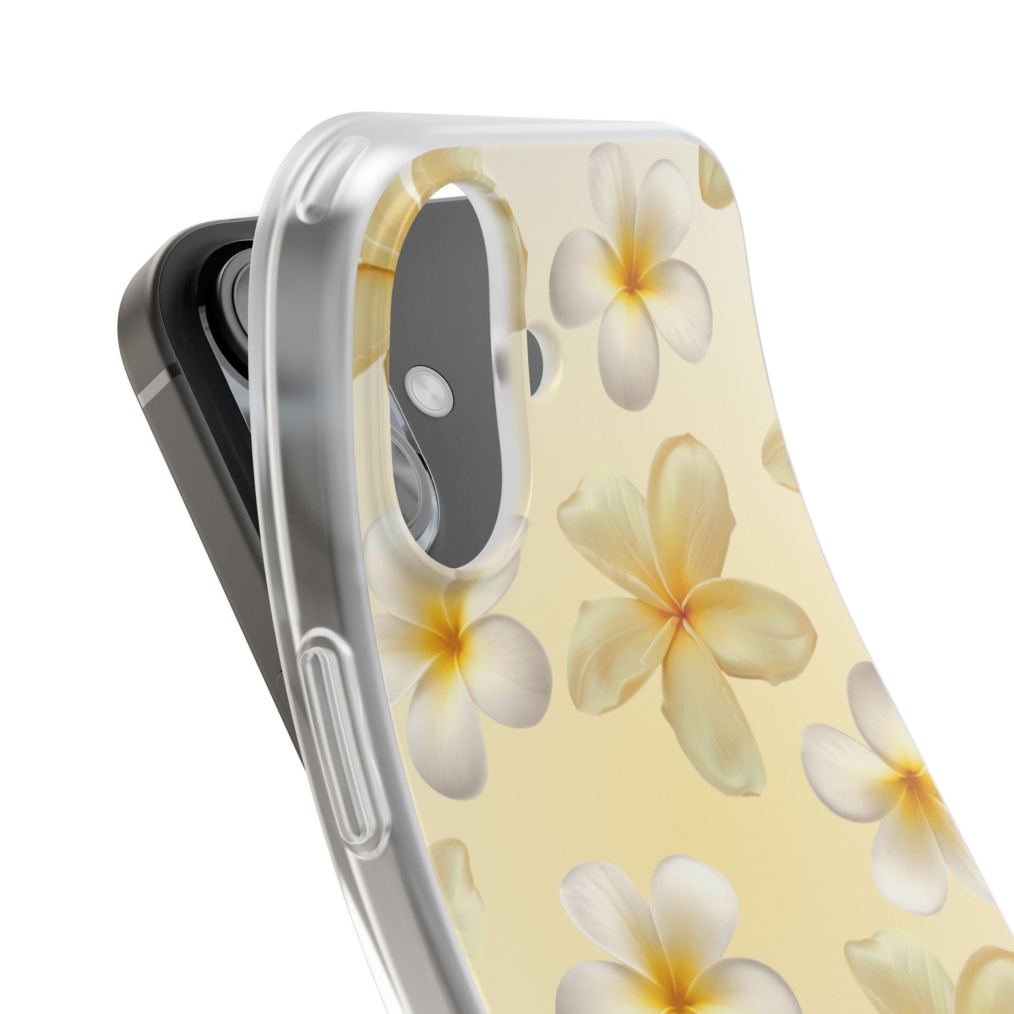 Plumeria Floral Flexi Phone Case — Tropical Yellow Flower Protective Cover