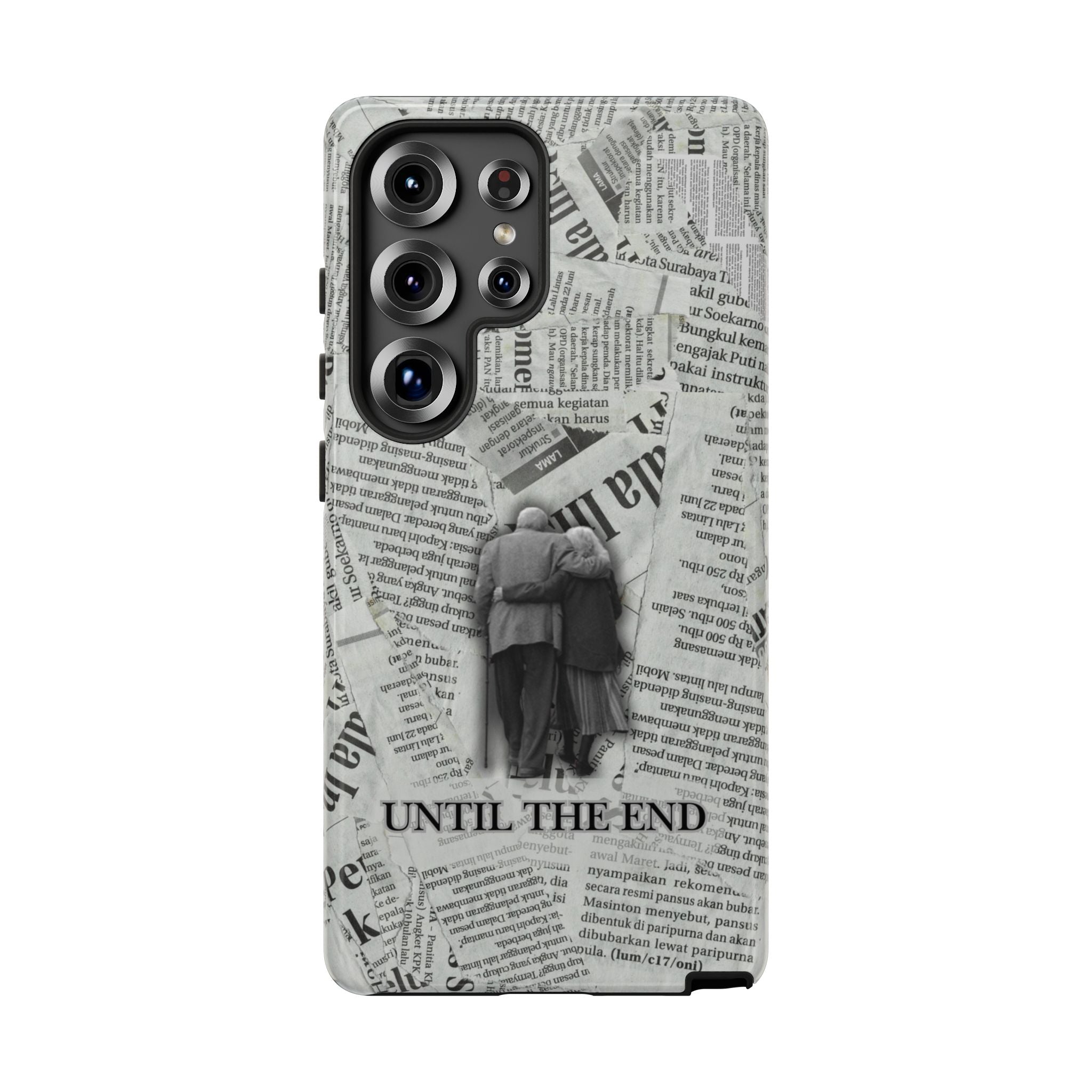 Until the End Newspaper Collage Phone Case