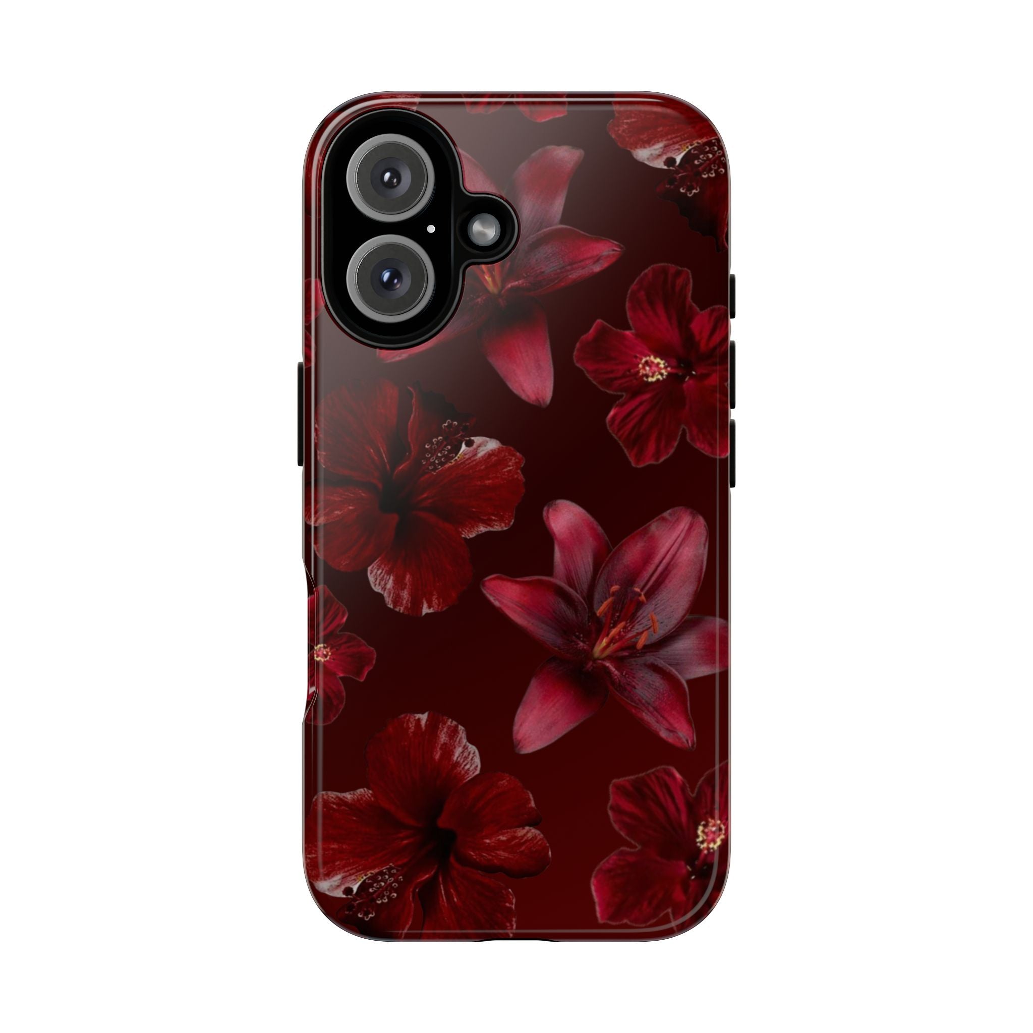 Tough Cases - Dark Red Floral Phone Case