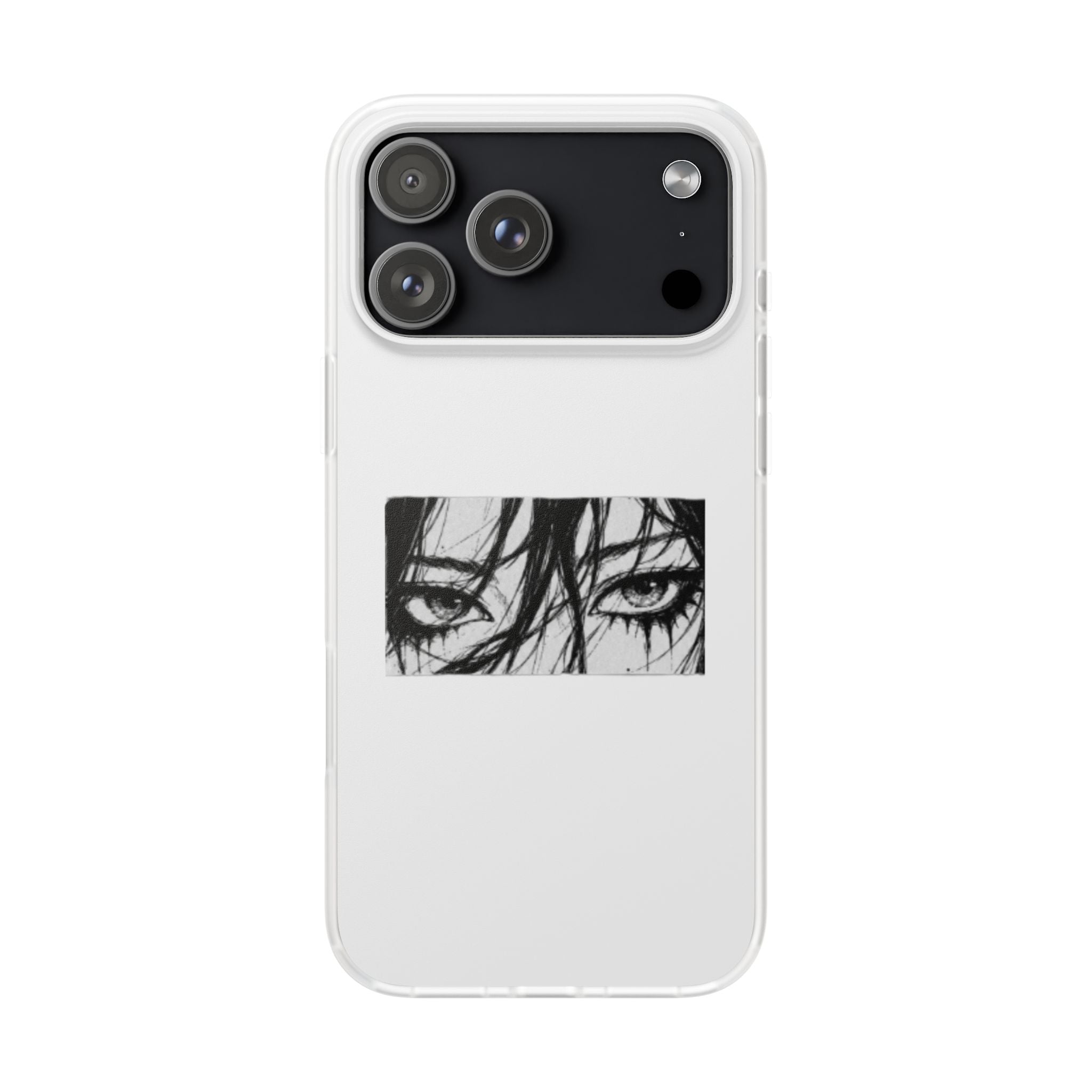 Anime Eyes Illustration Phone Case - Moody Black & White Flexi Case