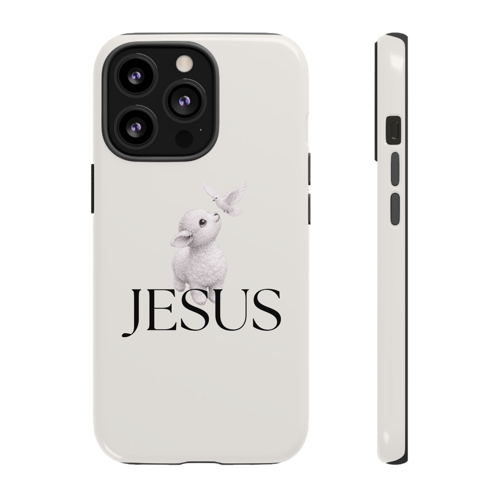 Jesus Lamb Phone Case - Christian Faith iPhone Case with Dove Design