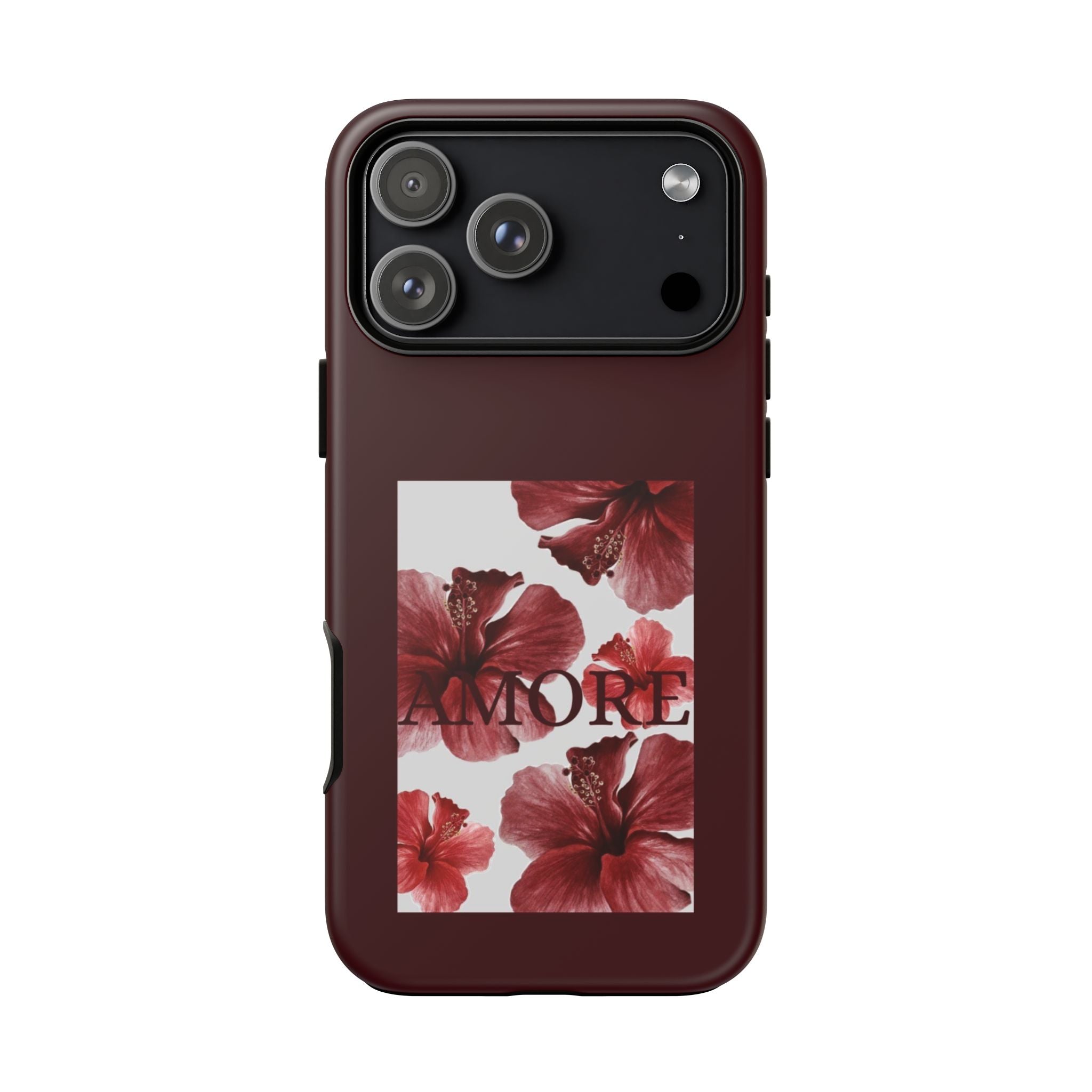 Amore Floral Phone Case — Burgundy Tough Protective Cover