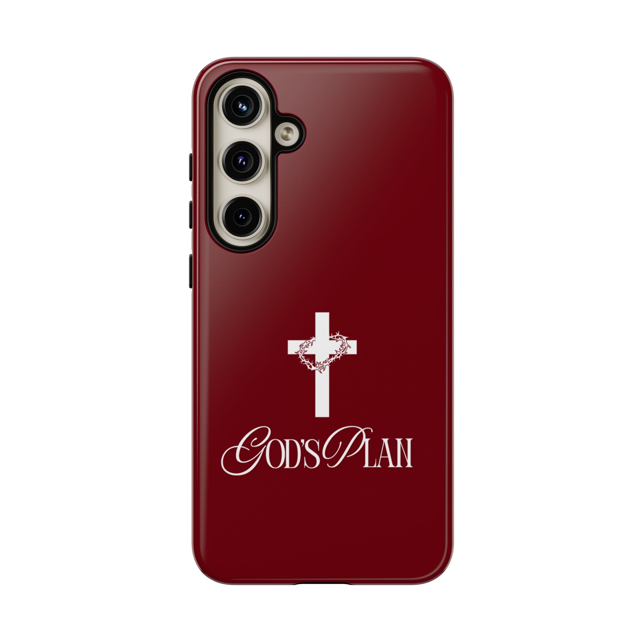 God's Plan — Christian Tough Phone Case | Cross Faith Burgundy Cover