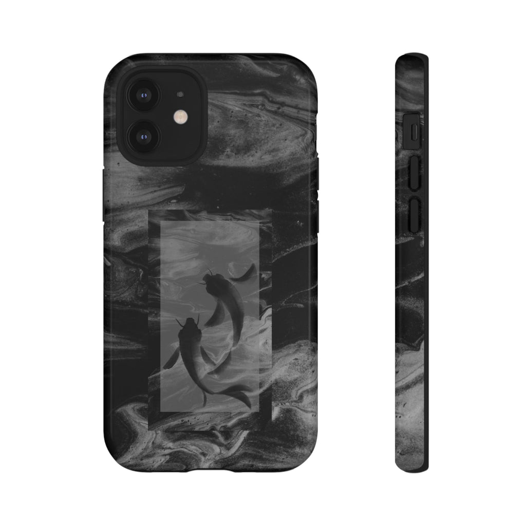 Koi Yin-Yang Marble Phone Case – Black Smoky Art Protection