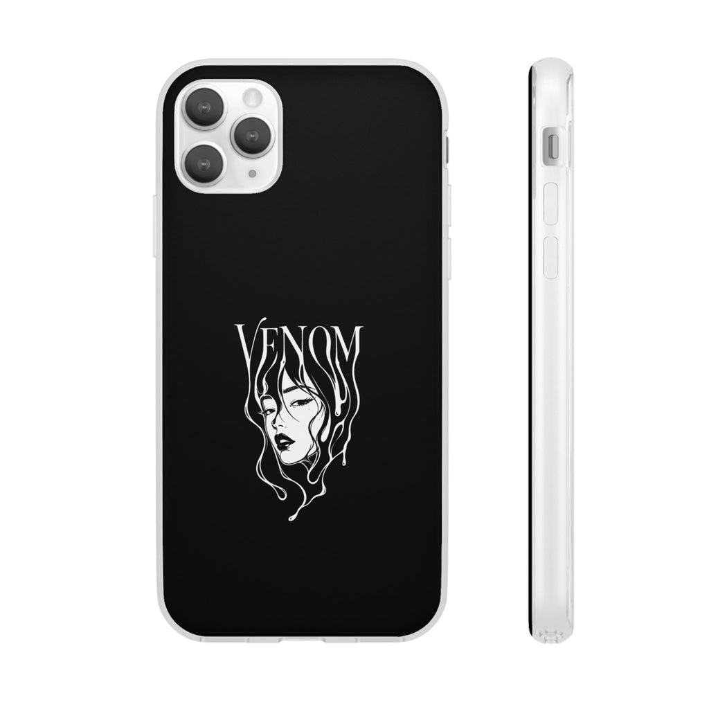 Venom Goth Phone Case — Black Protective Flexible Phone Case with Dark Femme Artwork