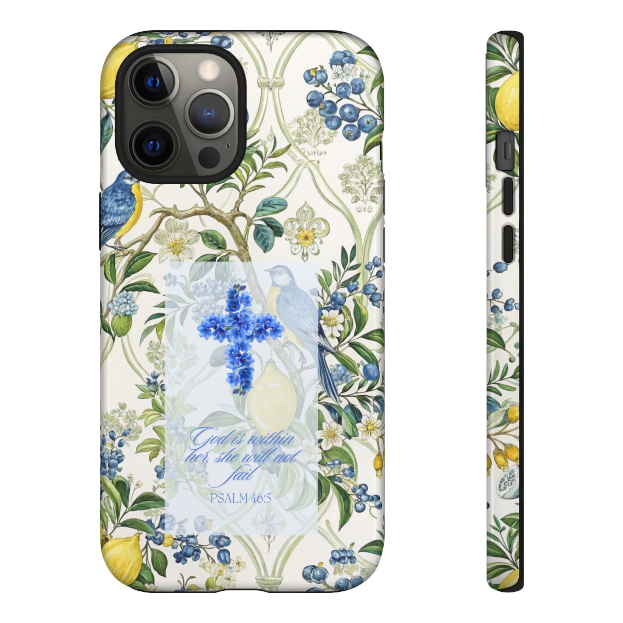 Floral Cross Tough Phone Case — Psalms Blessing Protective Cover