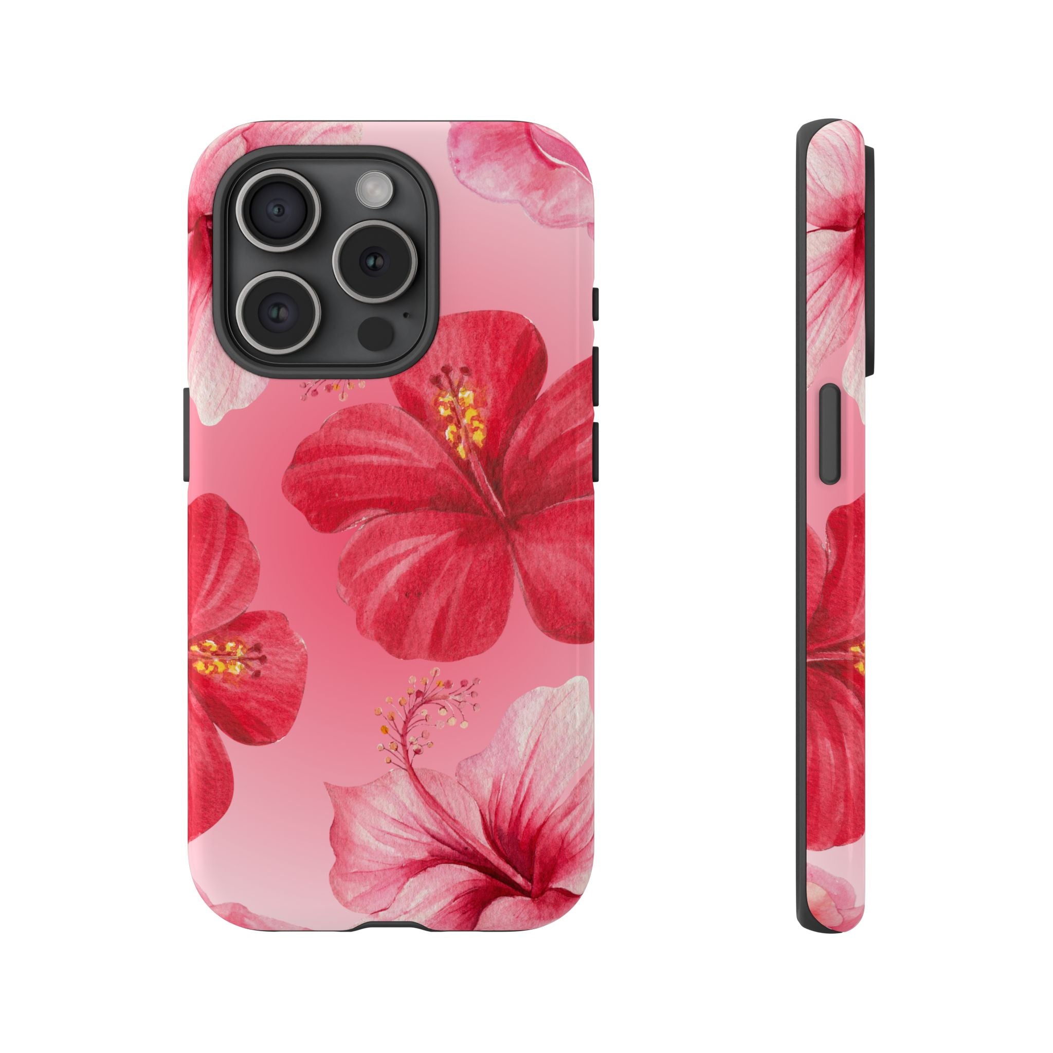 Hibiscus Pink Tough Phone Case — Floral Tropical Protective Cover