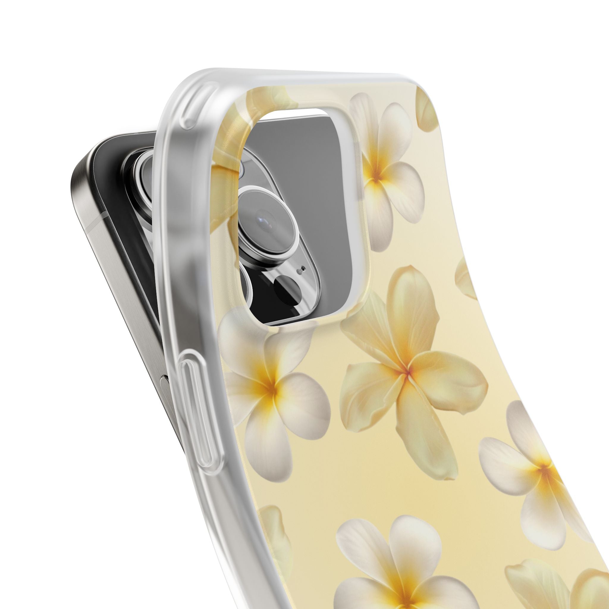 Plumeria Floral Flexi Phone Case — Tropical Yellow Flower Protective Cover