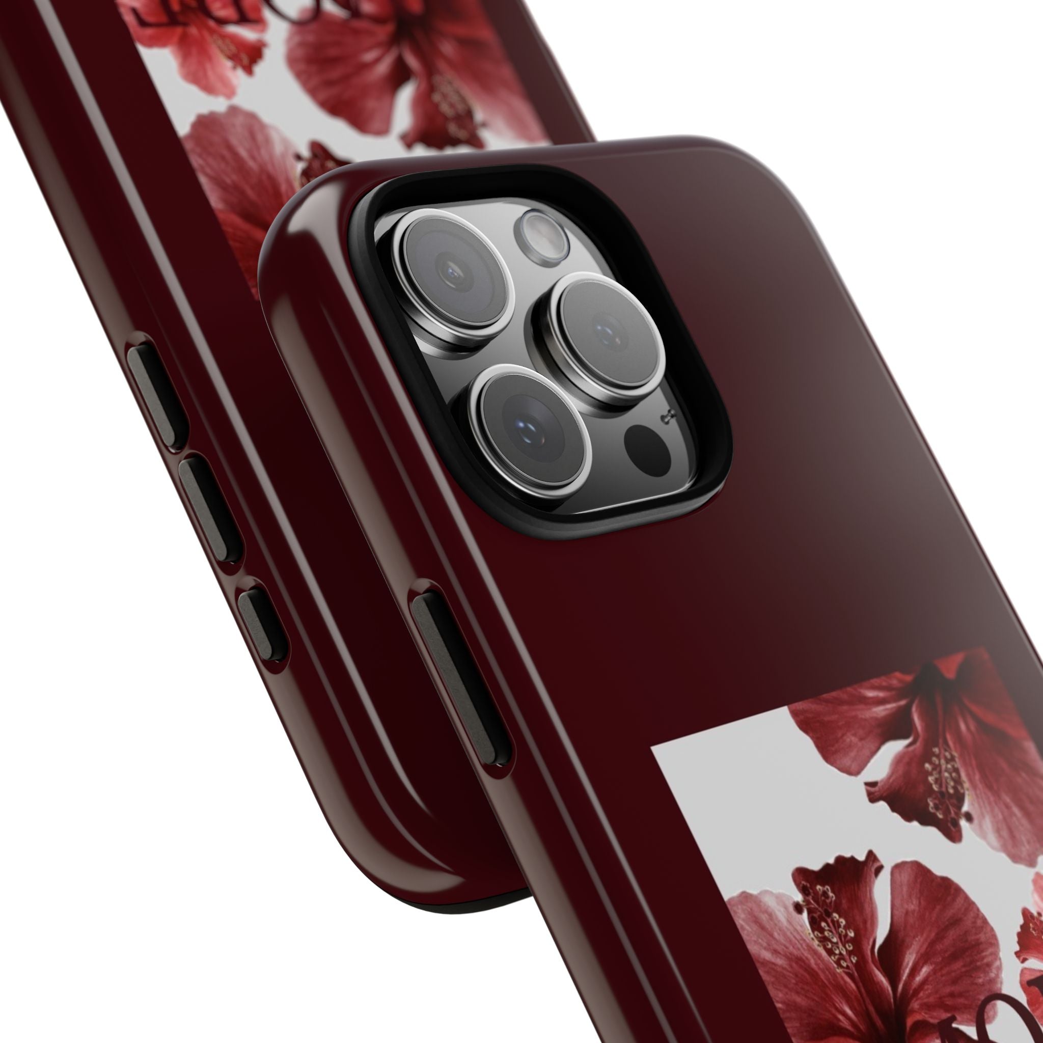 Amore Floral Phone Case — Burgundy Tough Protective Cover