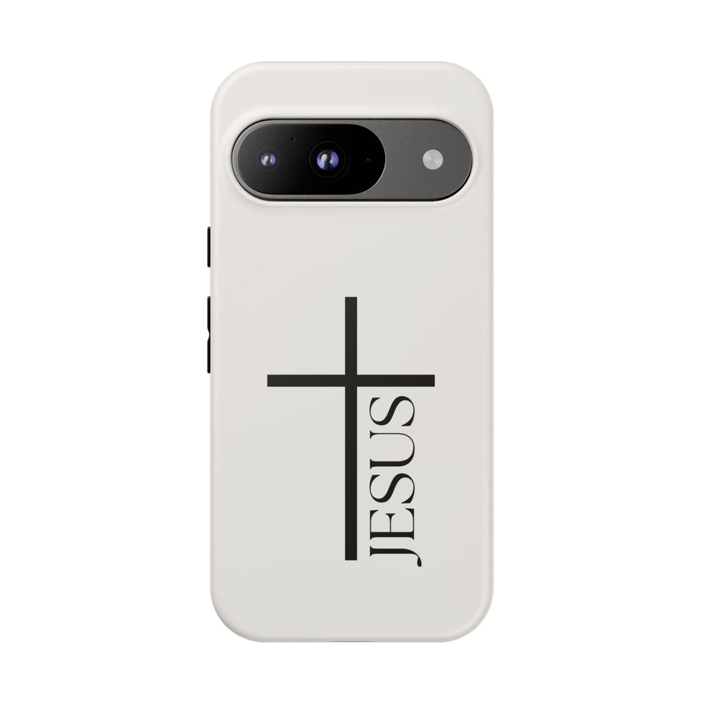Christian Cross Phone Case - JESUS Vertical Minimalist iPhone Cover