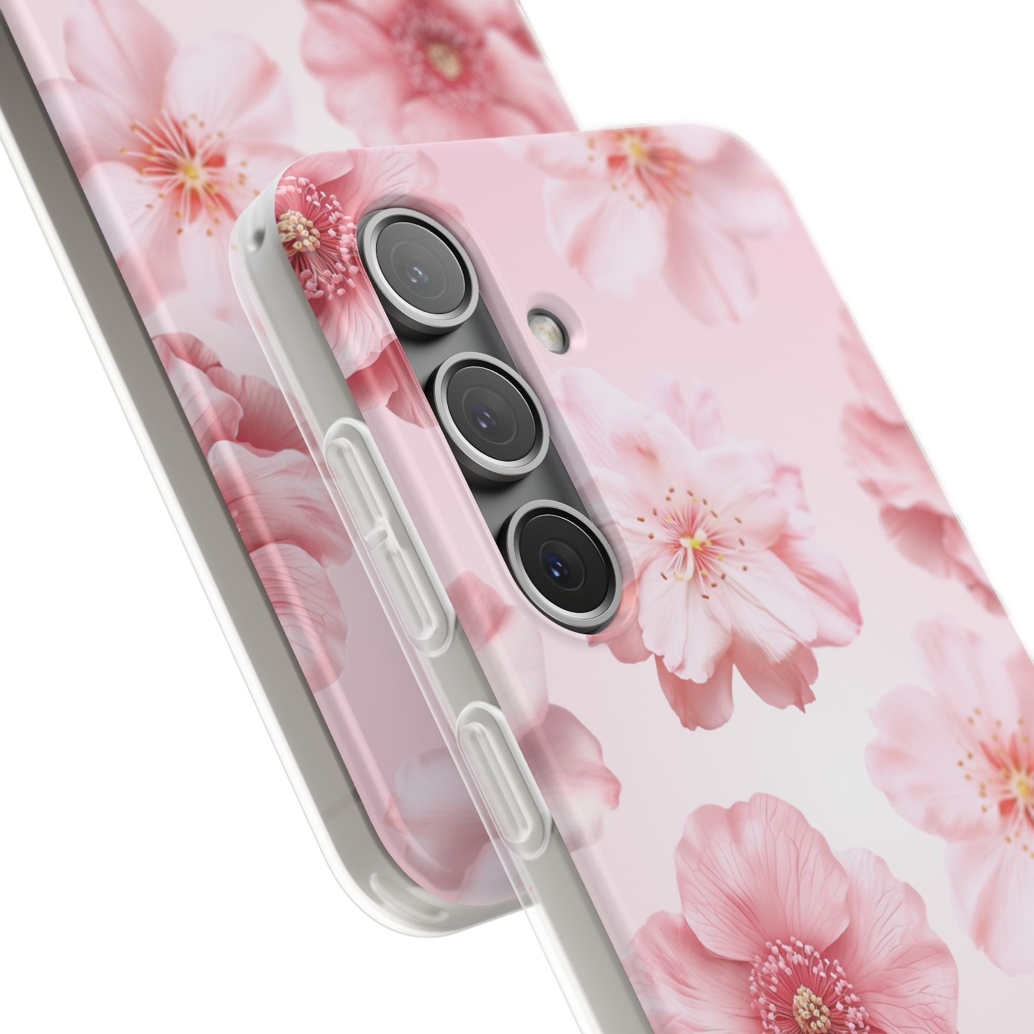 Pink Cherry Blossom Phone Case — Floral Slim Flexi Case for iPhone