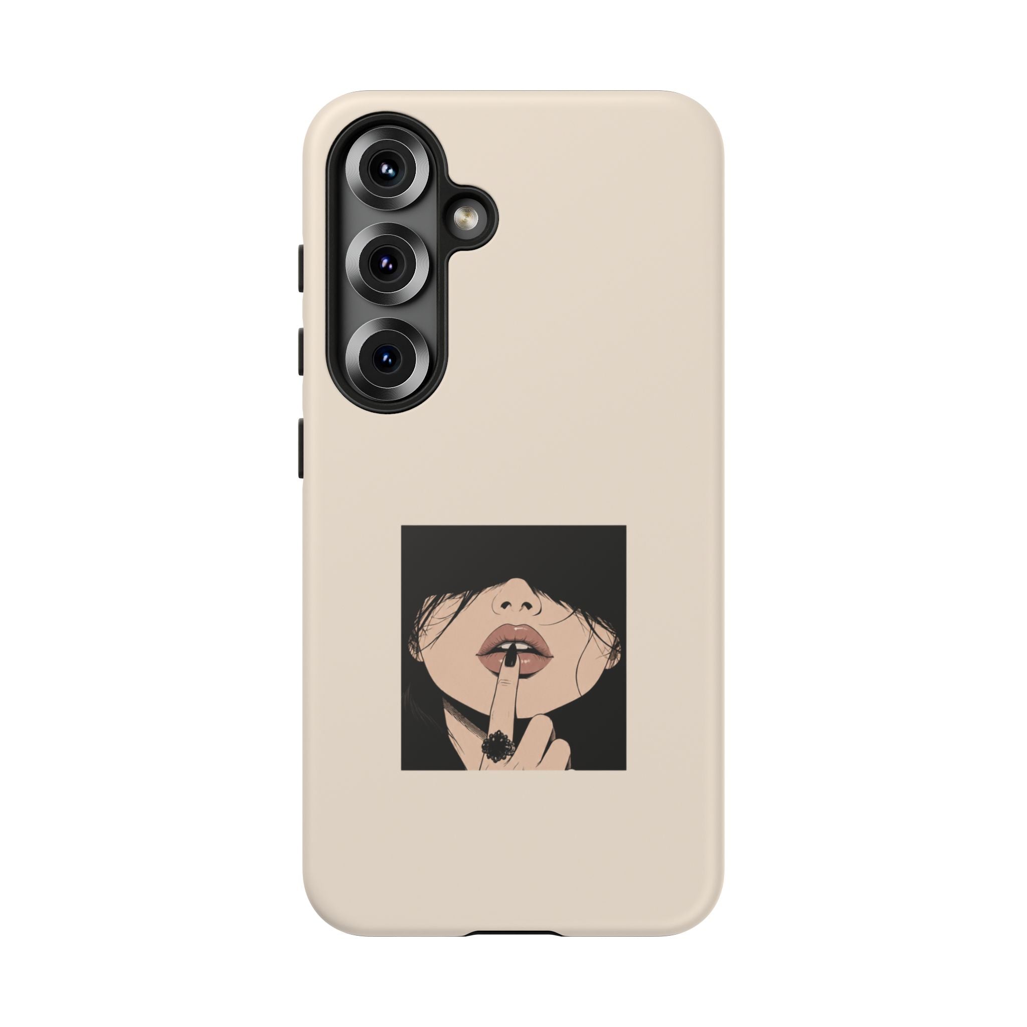 Minimal Anime Girl Shh Design, Edgy Aesthetic Protective Cover