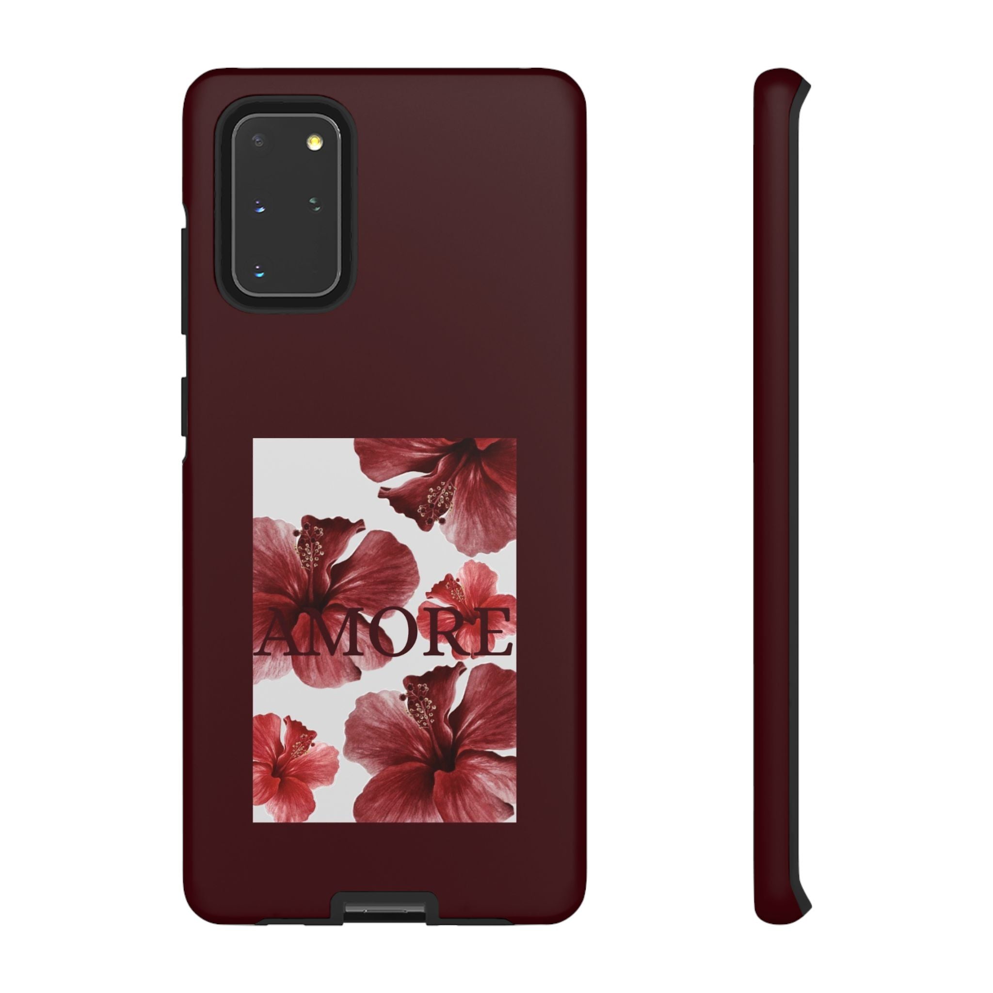 Amore Floral Phone Case — Burgundy Tough Protective Cover