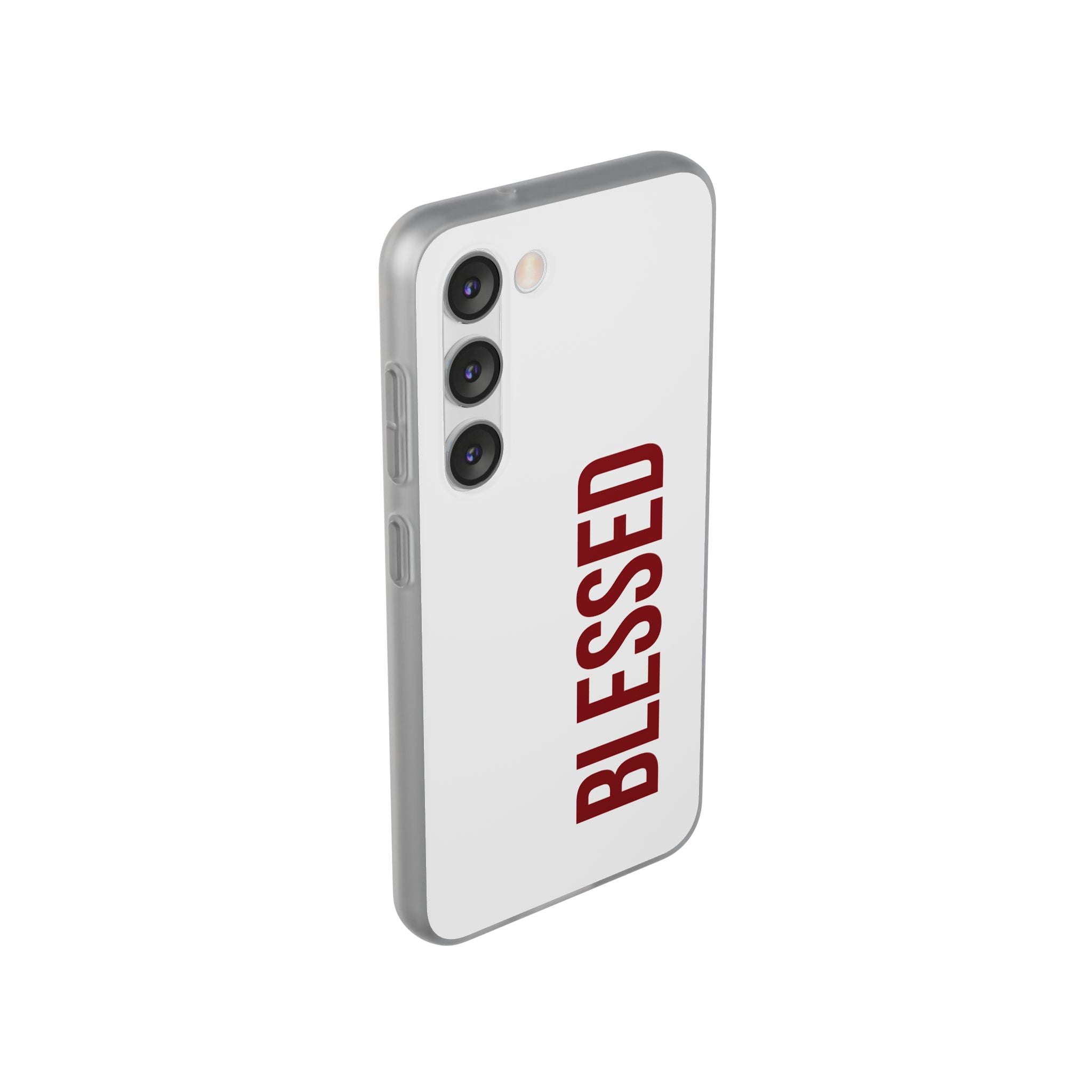 Blessed Phone Case — Vertical Red Typography Clear Flexi Case
