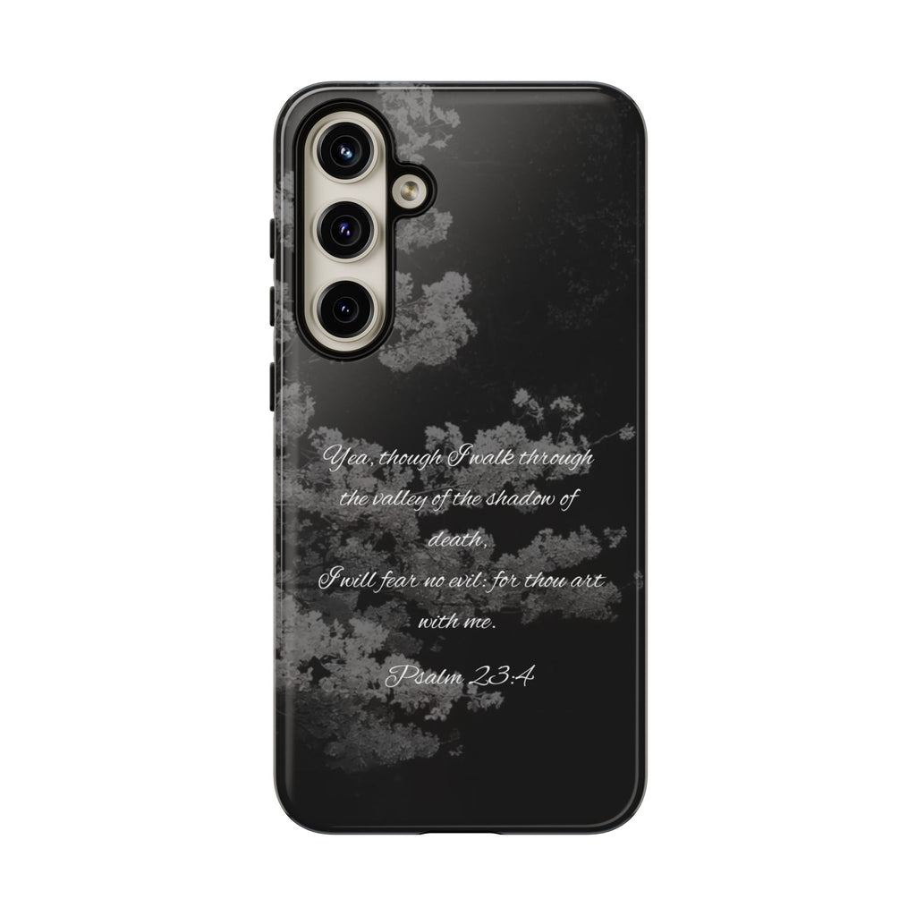 Bible Verse Phone Case — Psalm 23:4 Comfort Black Protective Cover