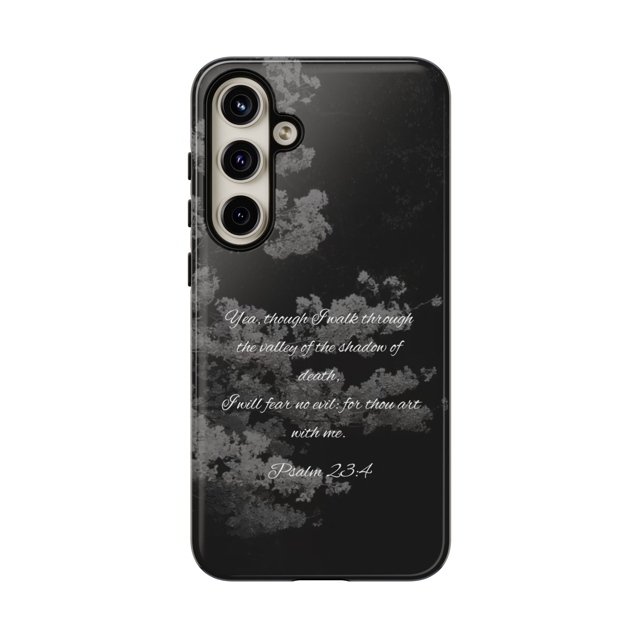 Bible Verse Phone Case — Psalm 23:4 Comfort Black Protective Cover