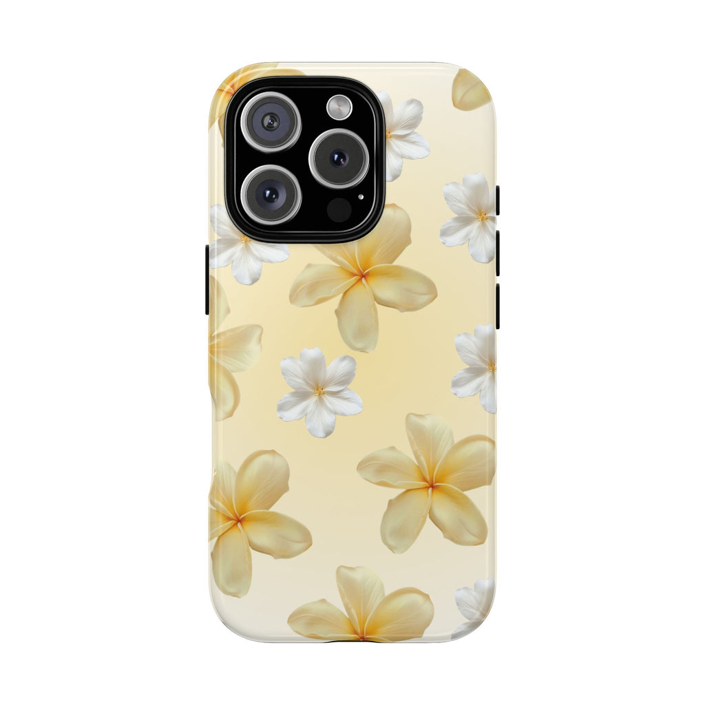 Plumeria Floral Tough Phone Case — Yellow Tropical Protection