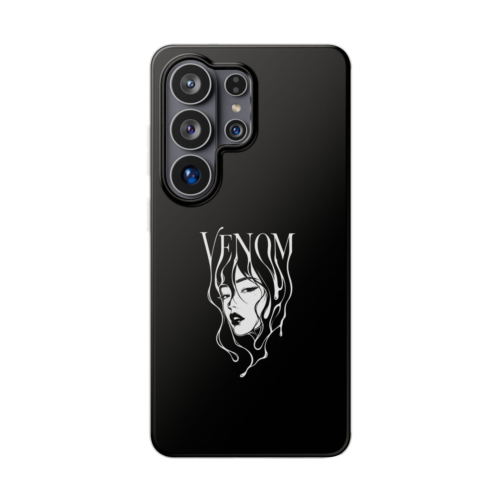 Venom Goth Phone Case — Black Protective Flexible Phone Case with Dark Femme Artwork