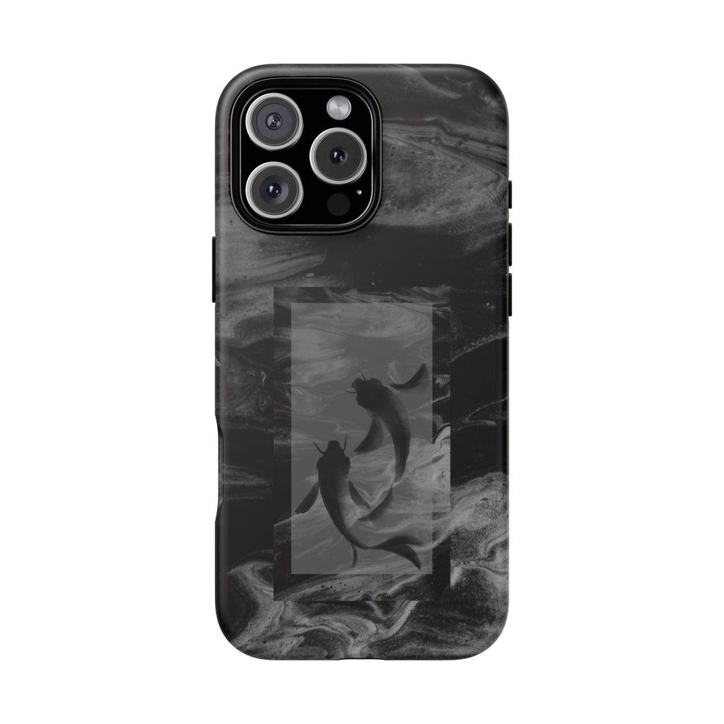 Koi Yin-Yang Marble Phone Case – Black Smoky Art Protection