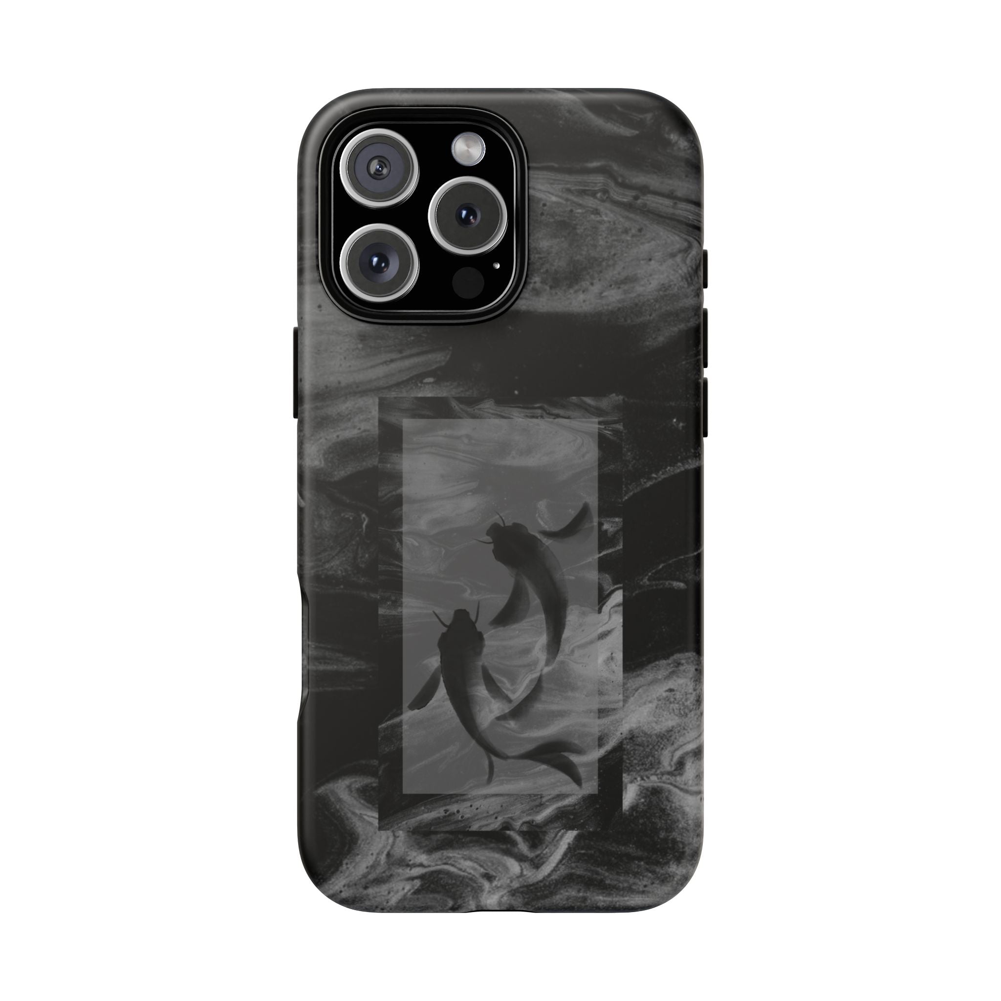 Koi Yin-Yang Marble Phone Case – Black Smoky Art Protection