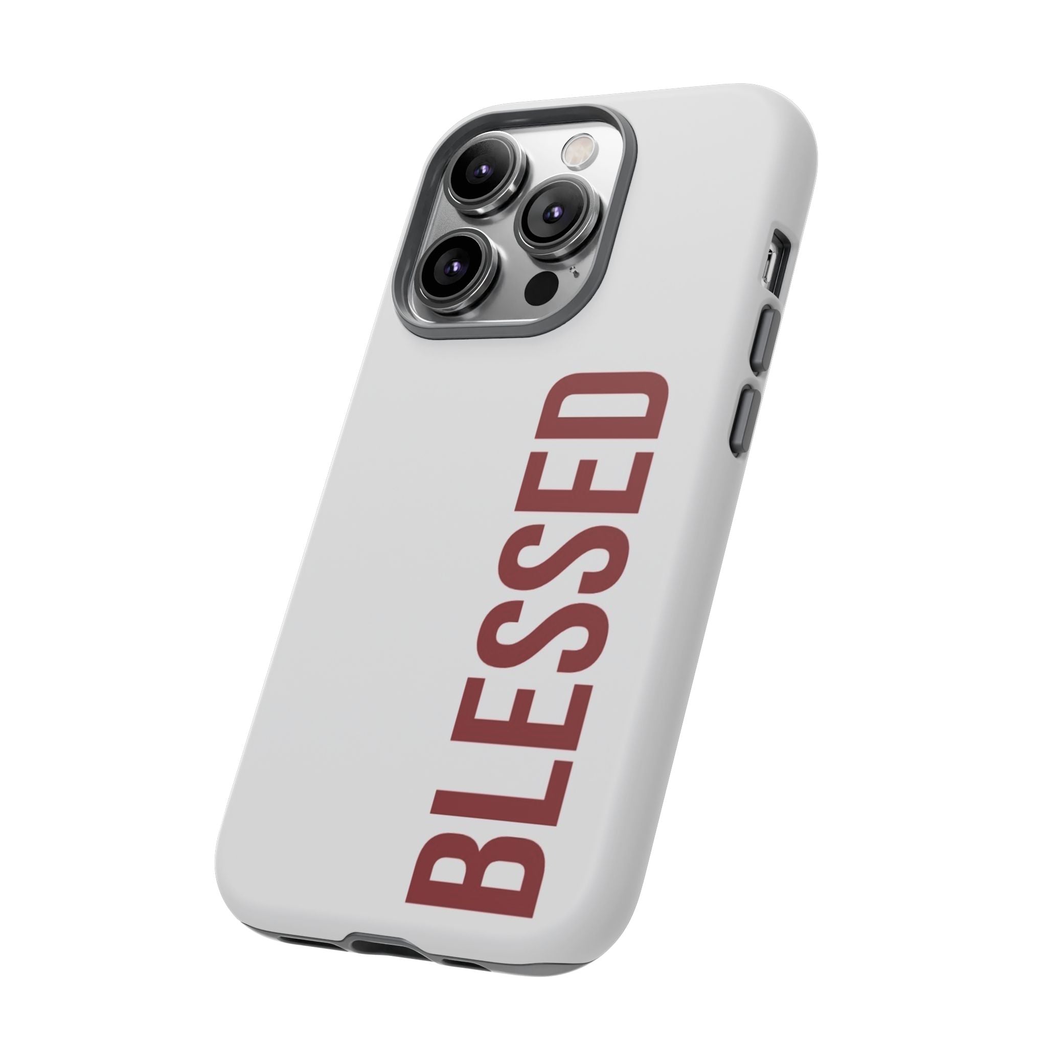 Blessed Vertical Phone Case — Protective Slim iPhone Cover with Red 'BLESSED' Text