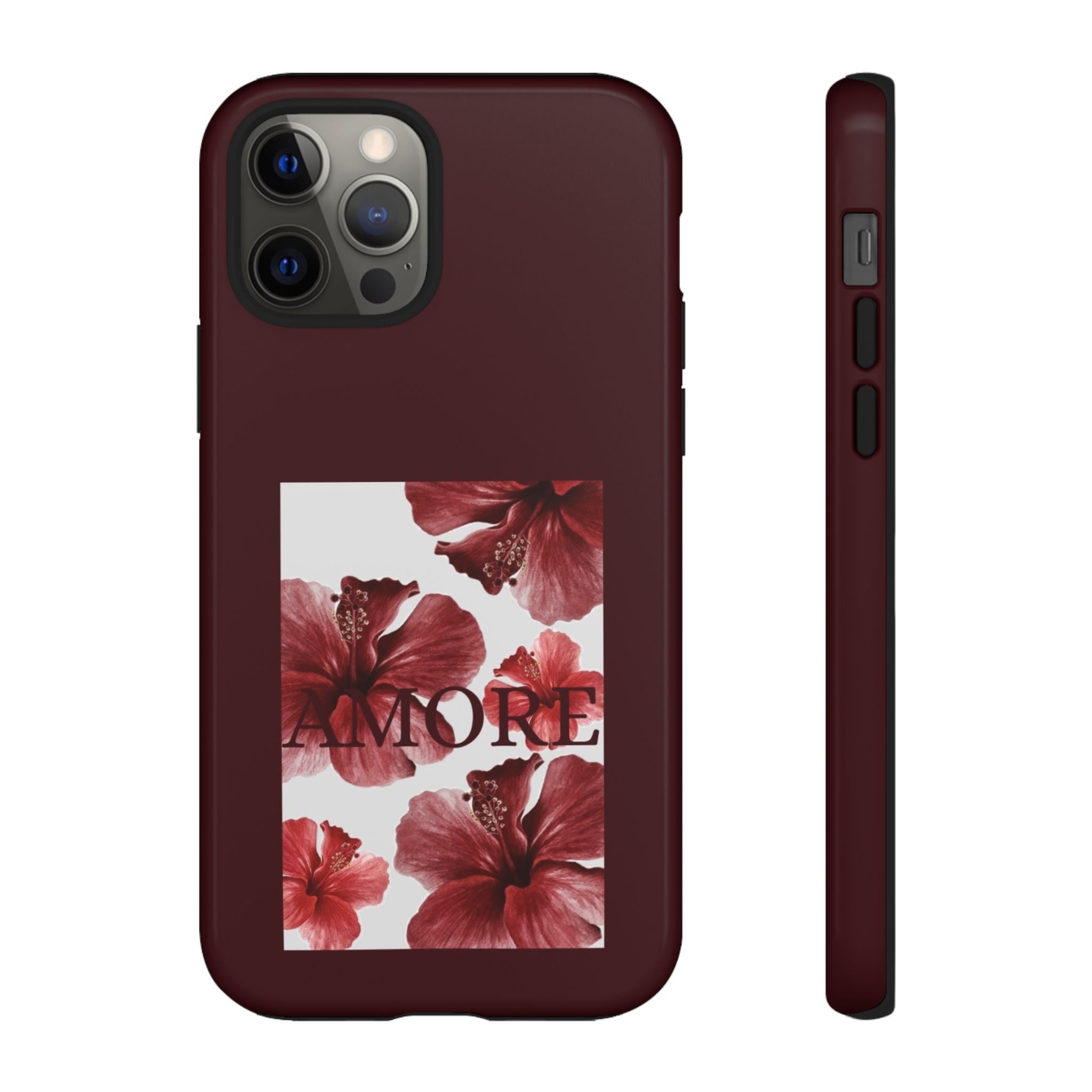 Amore Floral Phone Case — Burgundy Tough Protective Cover